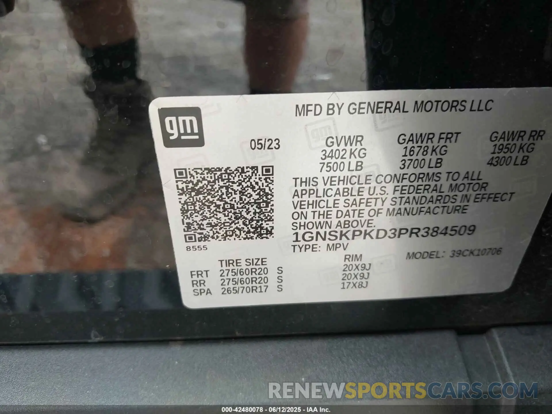 9 fotografías del automóvil dañado 1GNSKPKD3PR384509 CHEVROLET TAHOE 2023