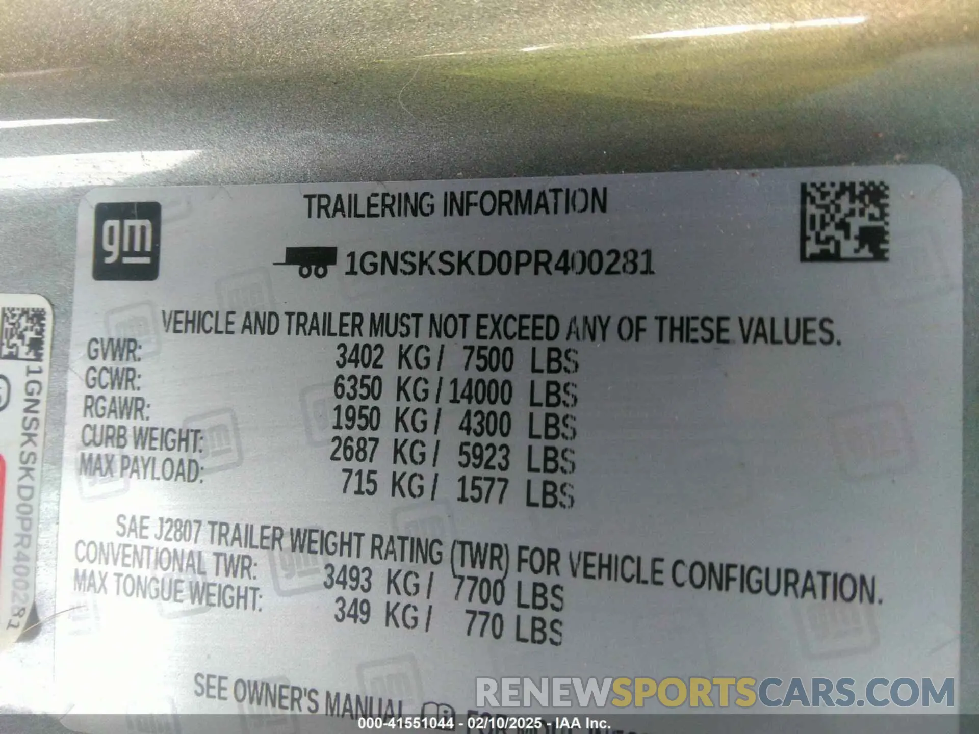 9 fotografías del automóvil dañado 1GNSKSKD0PR400281 CHEVROLET TAHOE 2023