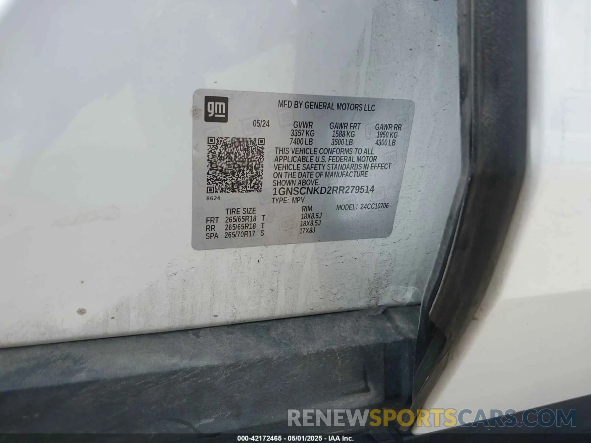 9 fotografías del automóvil dañado 1GNSCNKD2RR279514 CHEVROLET TAHOE 2024