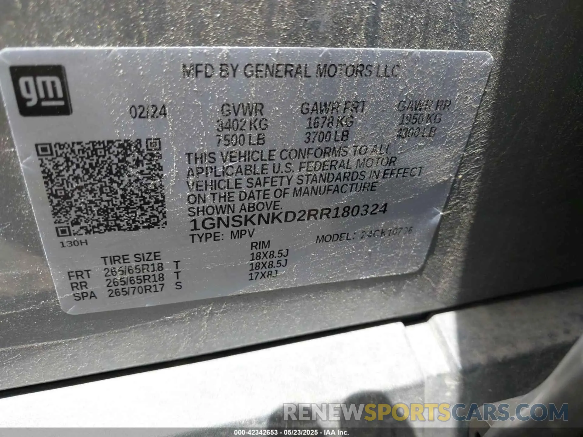 9 fotografías del automóvil dañado 1GNSKNKD2RR180324 CHEVROLET TAHOE 2024