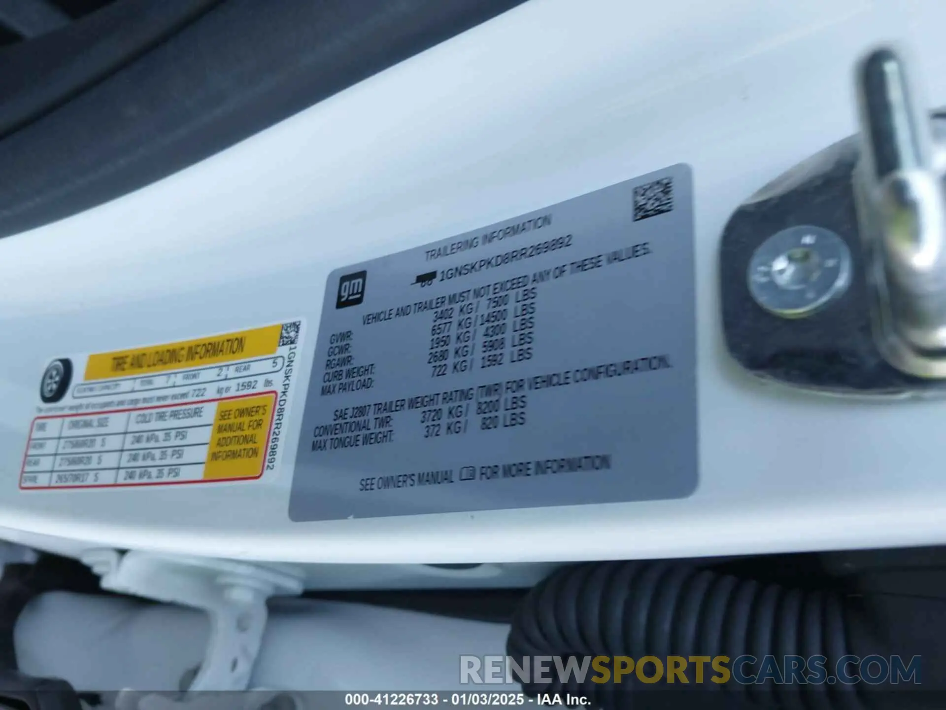 9 fotografías del automóvil dañado 1GNSKPKD8RR269892 CHEVROLET TAHOE 2024