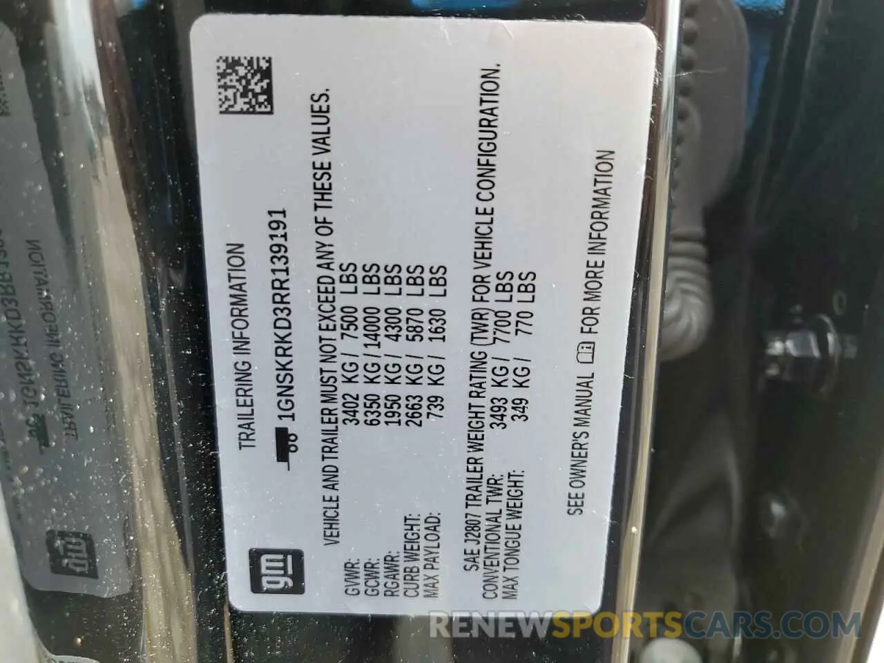 15 fotografías del automóvil dañado 1GNSKRKD3RR139191 CHEVROLET TAHOE 2024