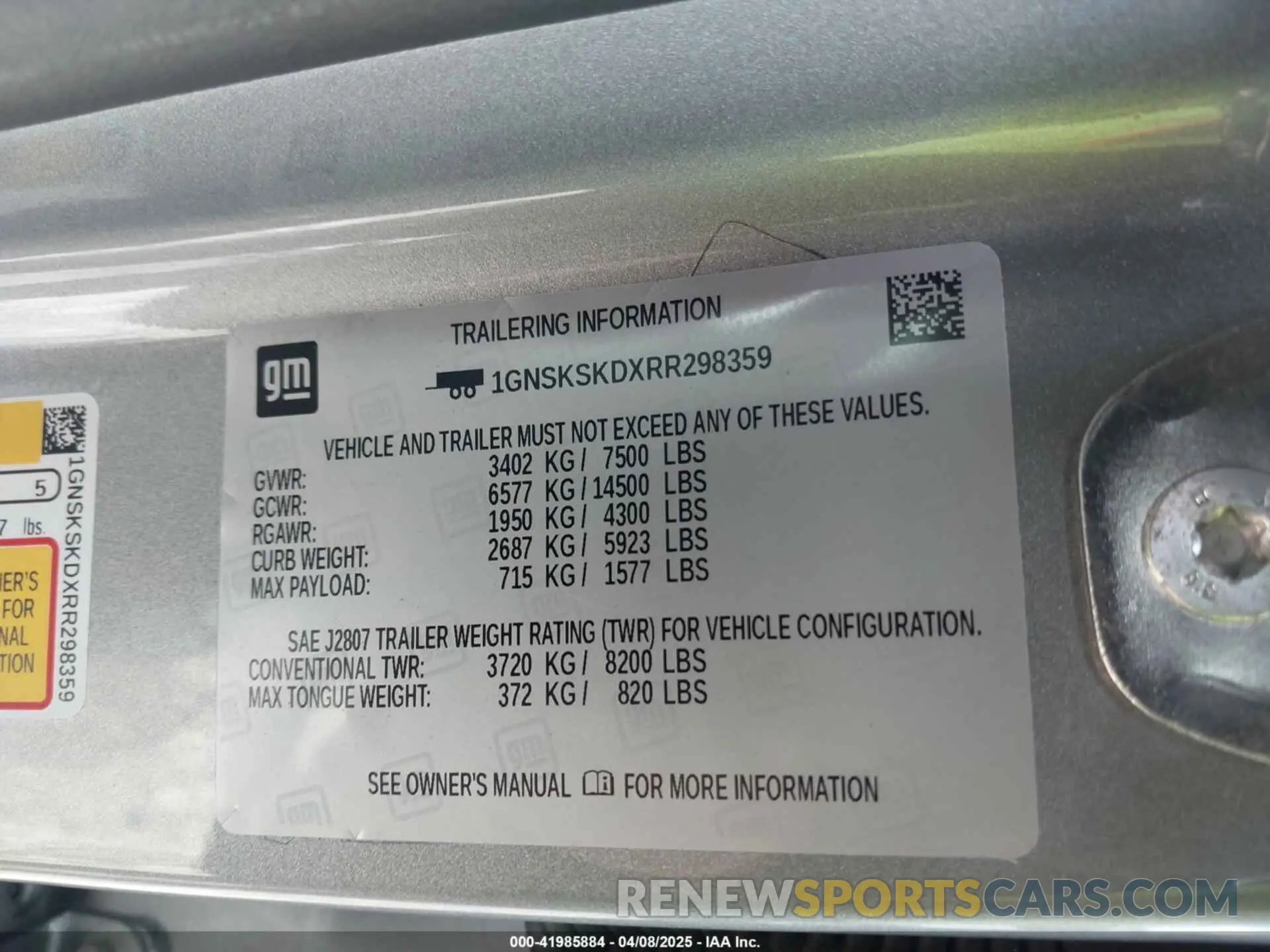 9 fotografías del automóvil dañado 1GNSKSKDXRR298359 CHEVROLET TAHOE 2024