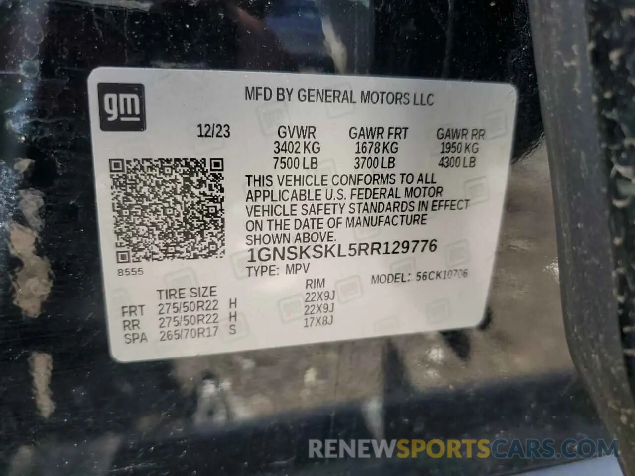 15 fotografías del automóvil dañado 1GNSKSKL5RR129776 CHEVROLET TAHOE 2024