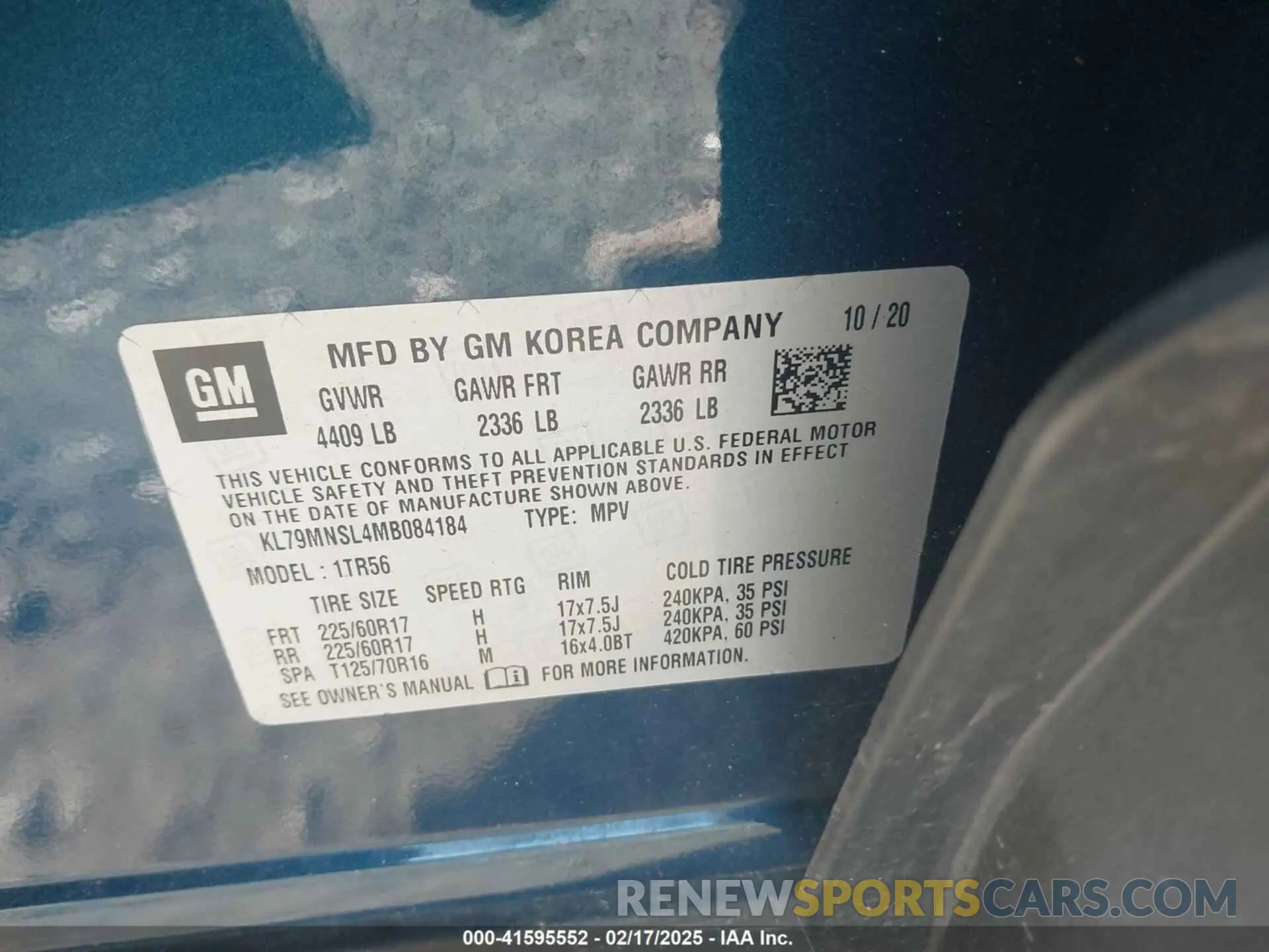 9 fotografías del automóvil dañado KL79MNSL4MB084184 CHEVROLET TRAILBLAZER 2021