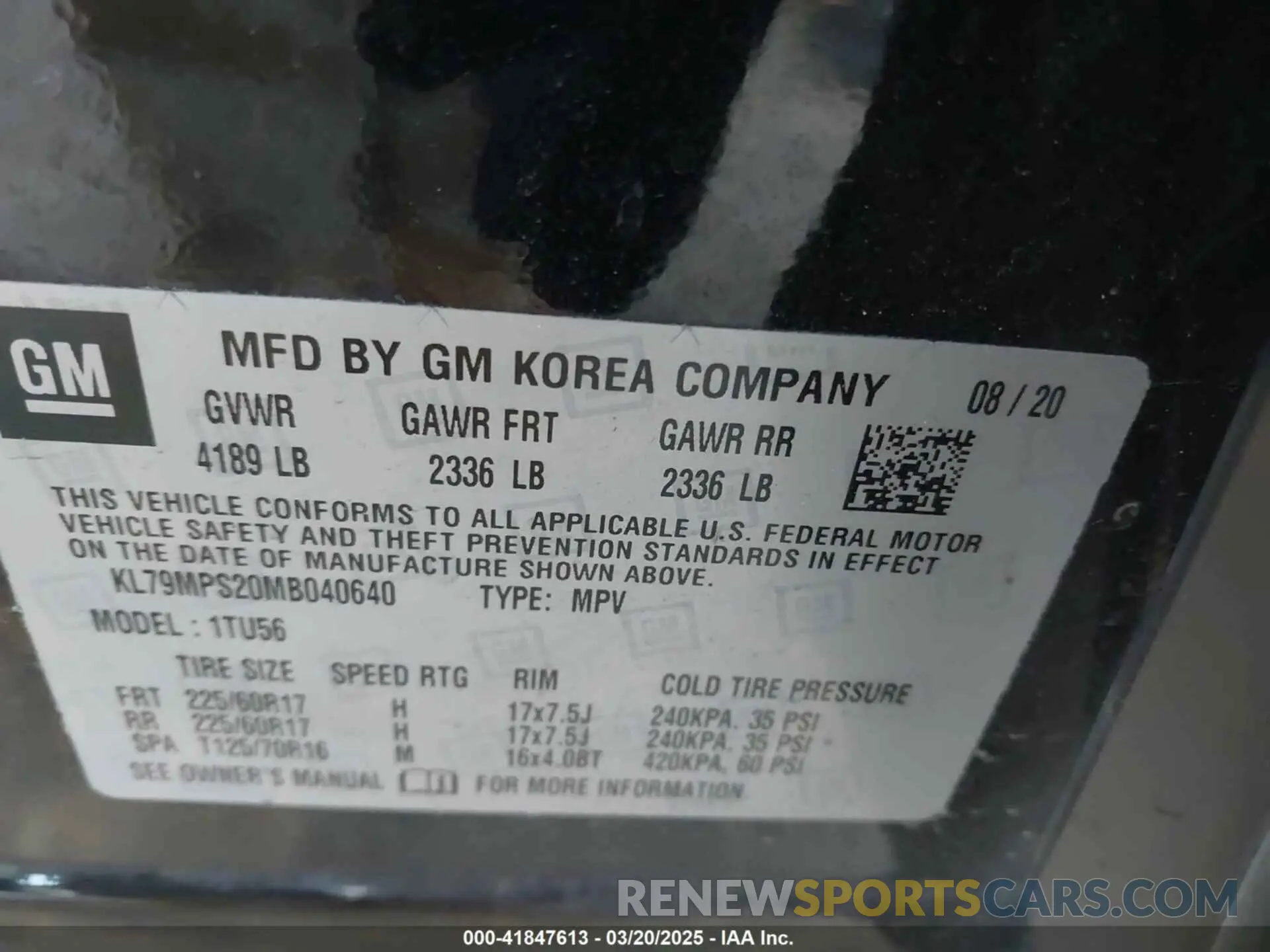 9 fotografías del automóvil dañado KL79MPS20MB040640 CHEVROLET TRAILBLAZER 2021