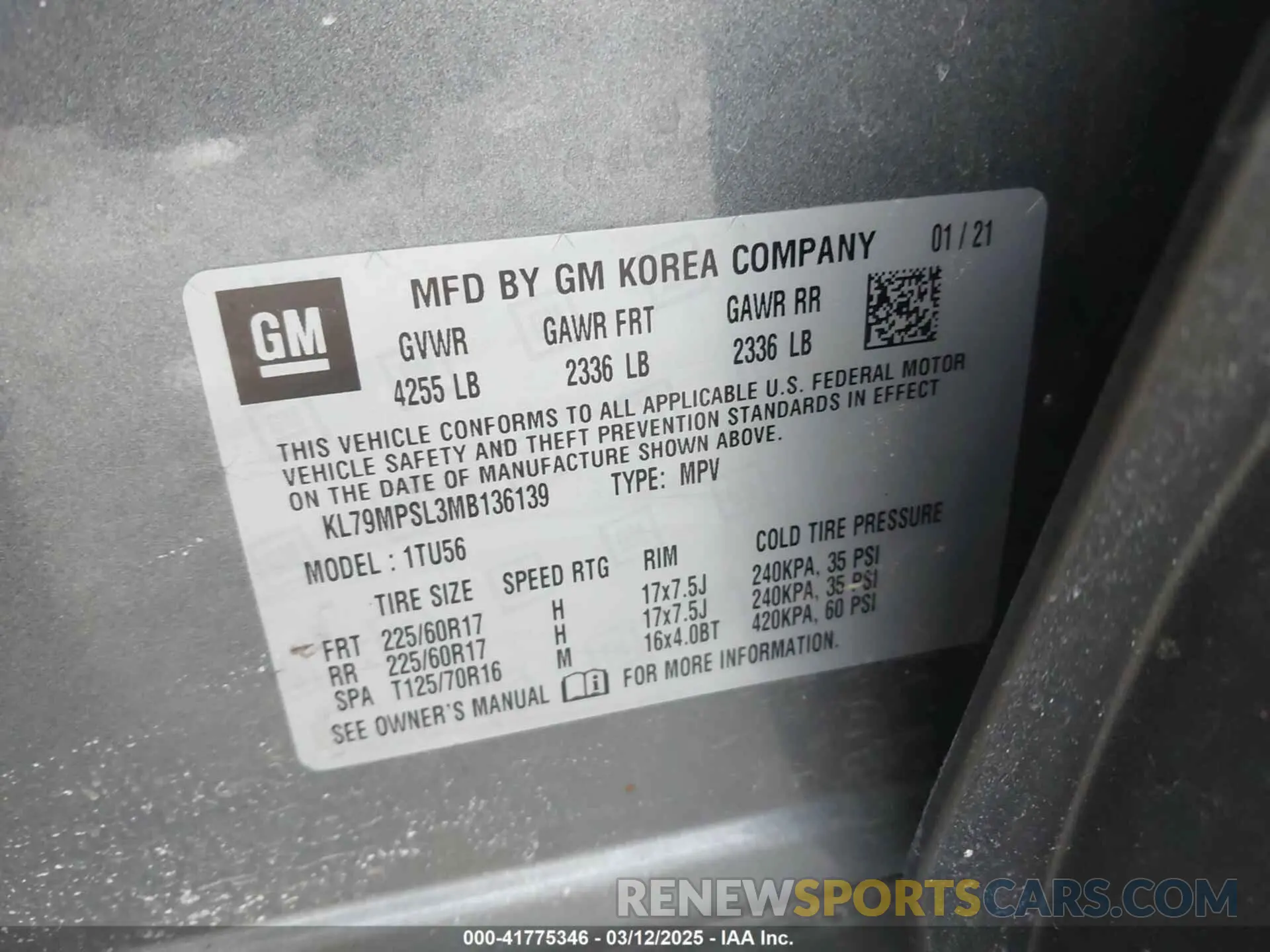 9 fotografías del automóvil dañado KL79MPSL3MB136139 CHEVROLET TRAILBLAZER 2021