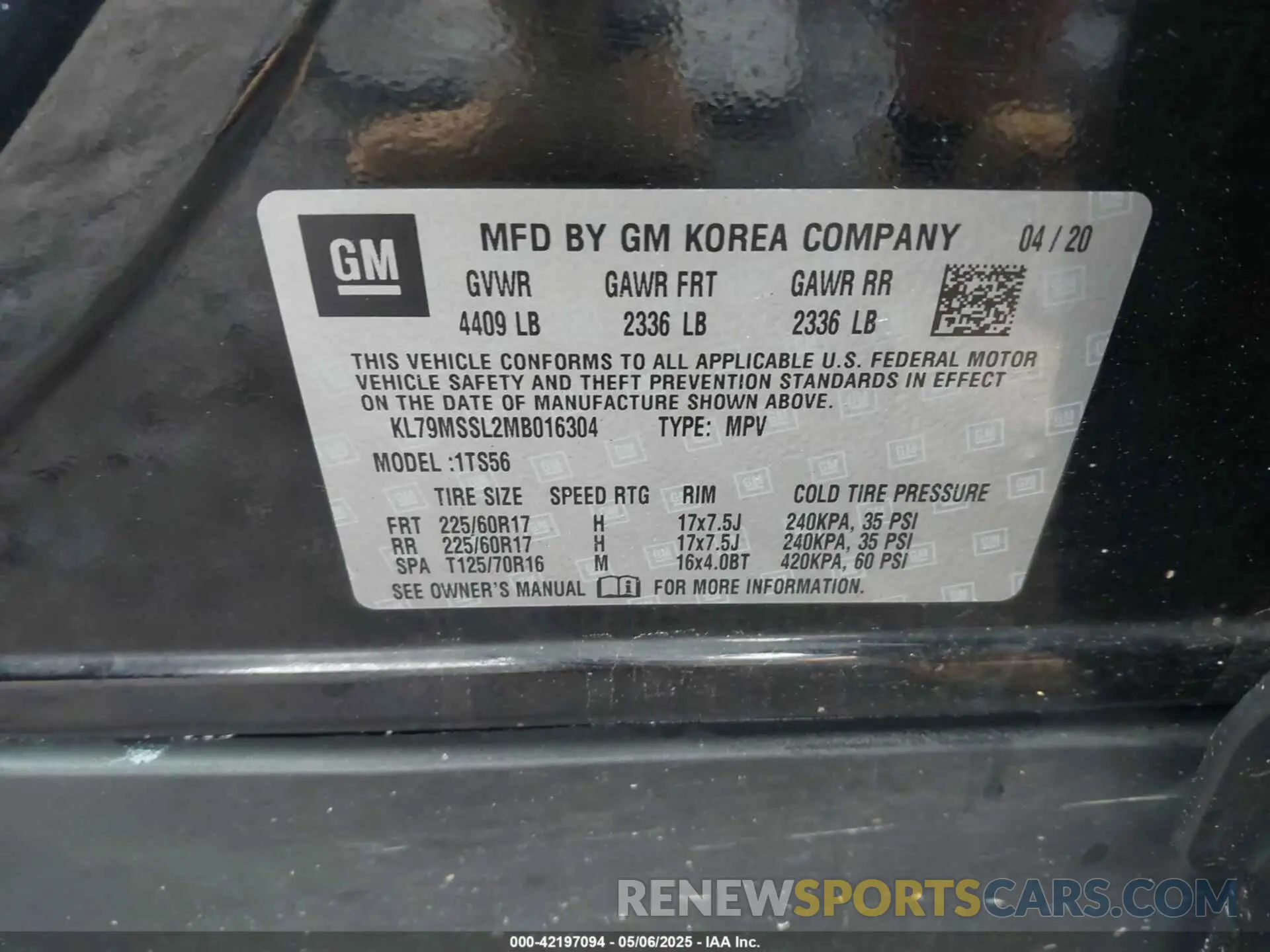 9 fotografías del automóvil dañado KL79MSSL2MB016304 CHEVROLET TRAILBLAZER 2021