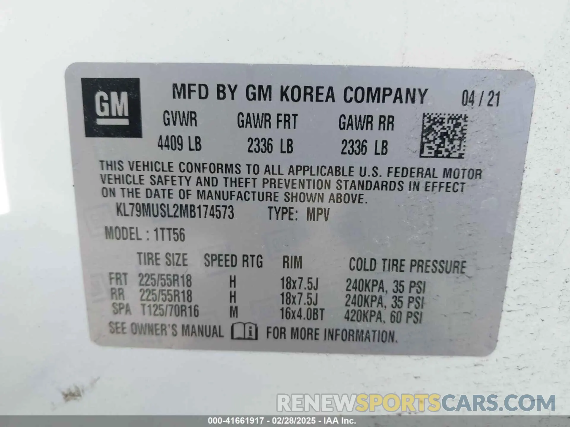 9 fotografías del automóvil dañado KL79MUSL2MB174573 CHEVROLET TRAILBLAZER 2021