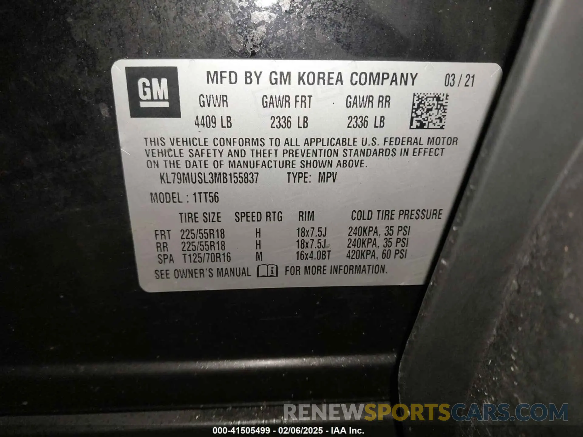 9 fotografías del automóvil dañado KL79MUSL3MB155837 CHEVROLET TRAILBLAZER 2021