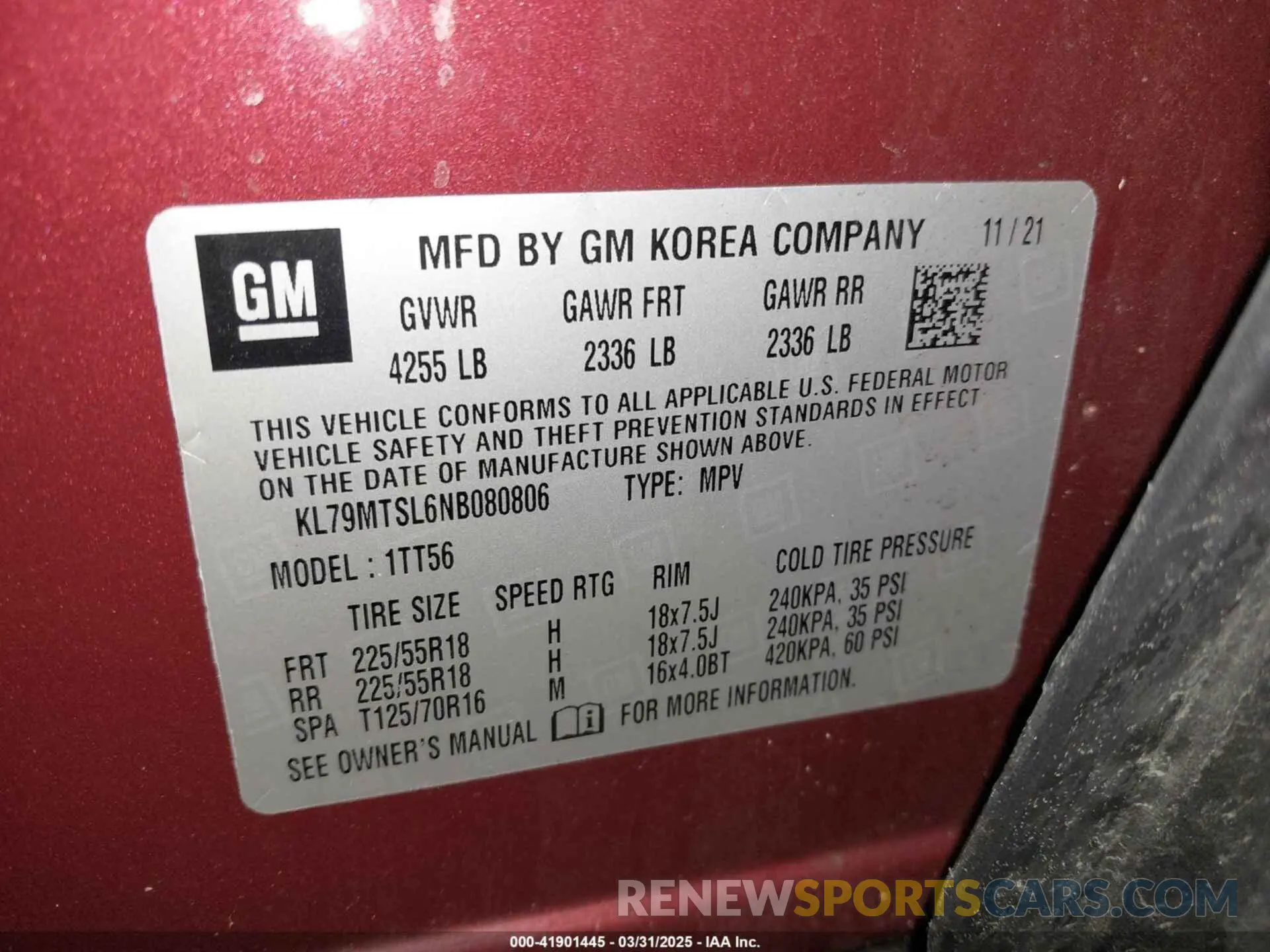 9 fotografías del automóvil dañado KL79MTSL6NB080806 CHEVROLET TRAILBLAZER 2022