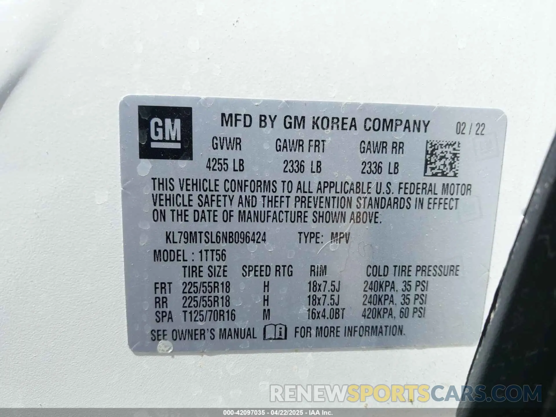 9 fotografías del automóvil dañado KL79MTSL6NB096424 CHEVROLET TRAILBLAZER 2022