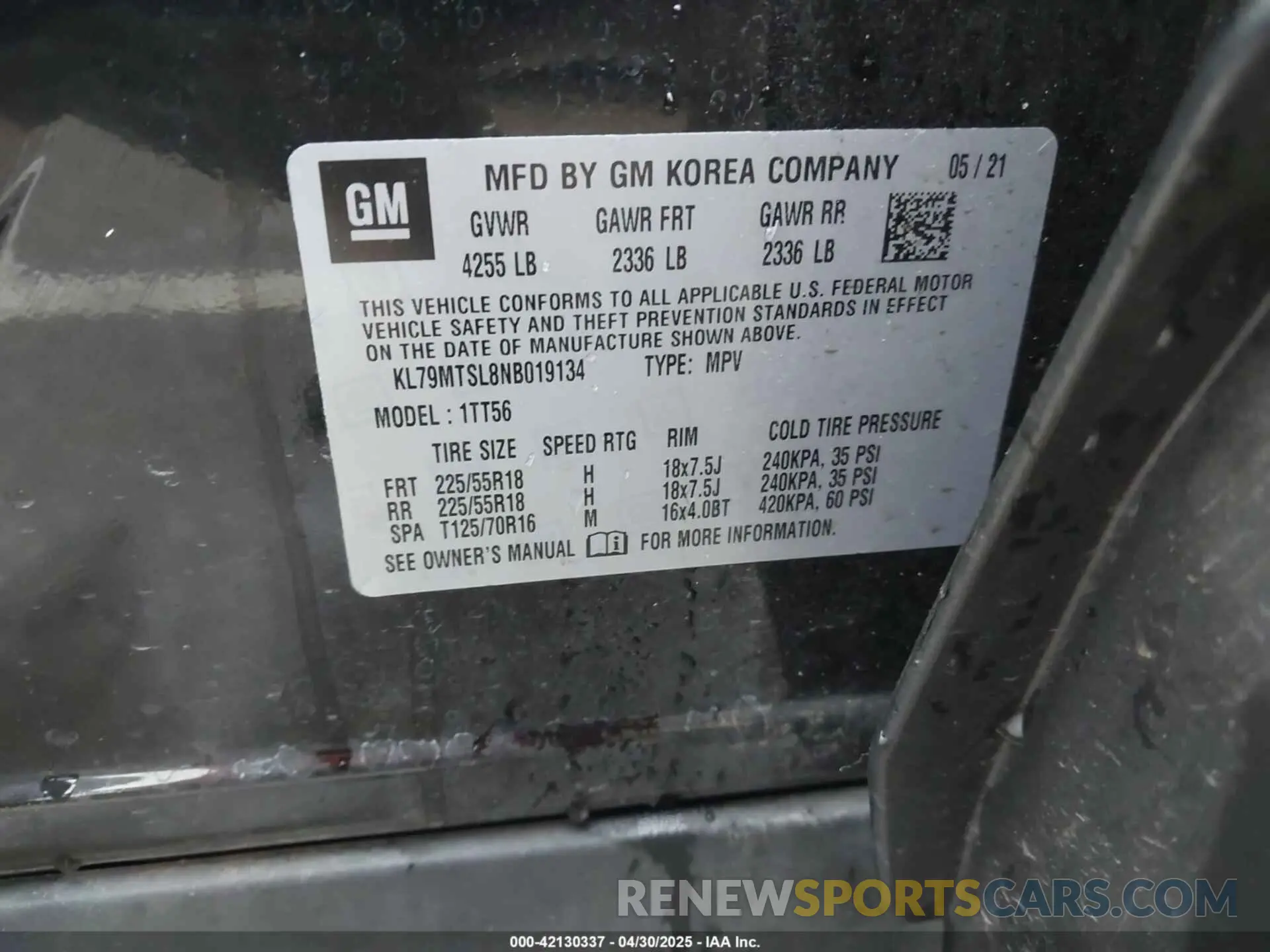 9 fotografías del automóvil dañado KL79MTSL8NB019134 CHEVROLET TRAILBLAZER 2022