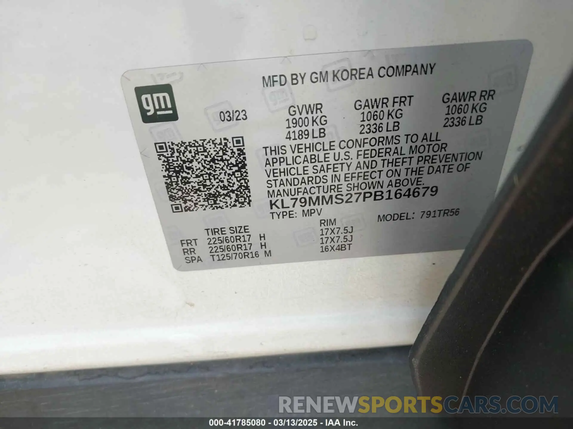 9 fotografías del automóvil dañado KL79MMS27PB164679 CHEVROLET TRAILBLAZER 2023