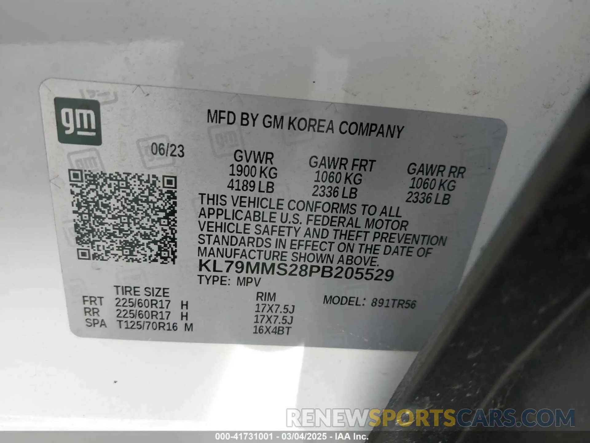 9 fotografías del automóvil dañado KL79MMS28PB205529 CHEVROLET TRAILBLAZER 2023