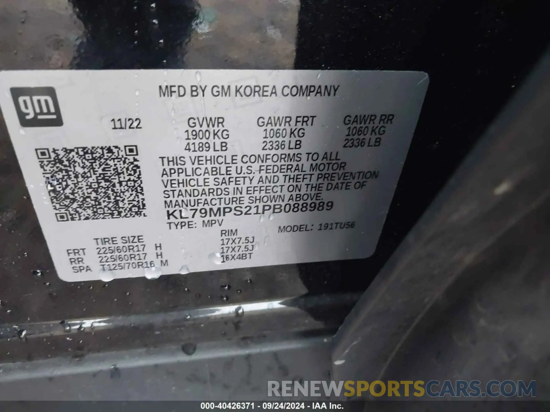 9 fotografías del automóvil dañado KL79MPS21PB088989 CHEVROLET TRAILBLAZER 2023