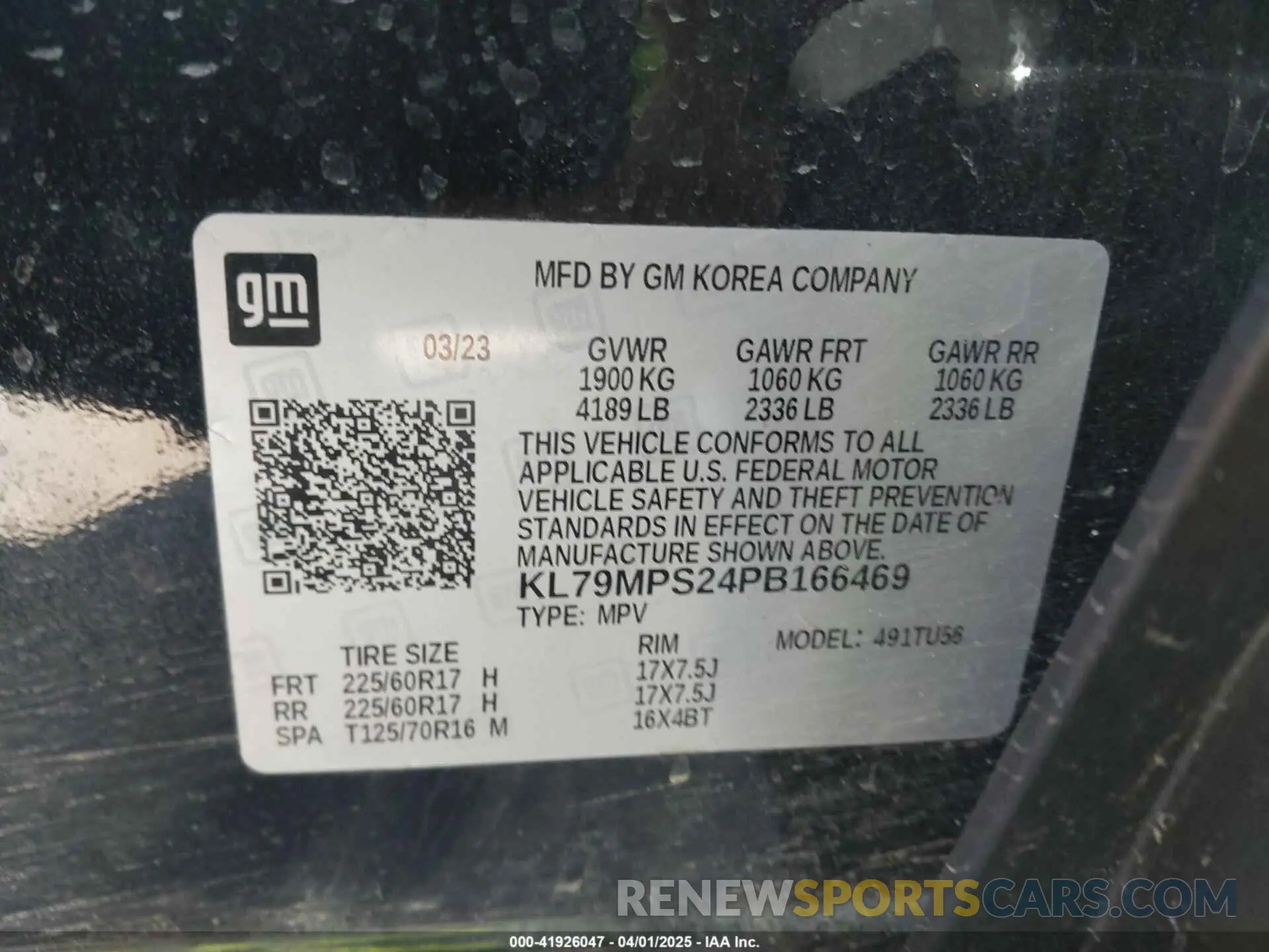 9 fotografías del automóvil dañado KL79MPS24PB166469 CHEVROLET TRAILBLAZER 2023