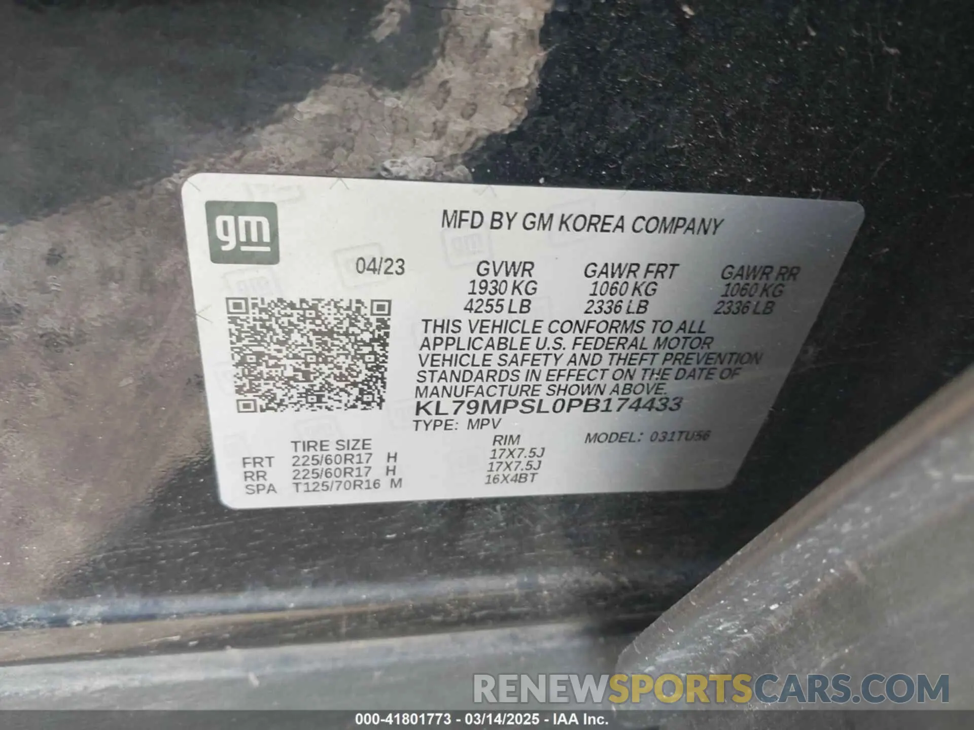9 fotografías del automóvil dañado KL79MPSL0PB174433 CHEVROLET TRAILBLAZER 2023