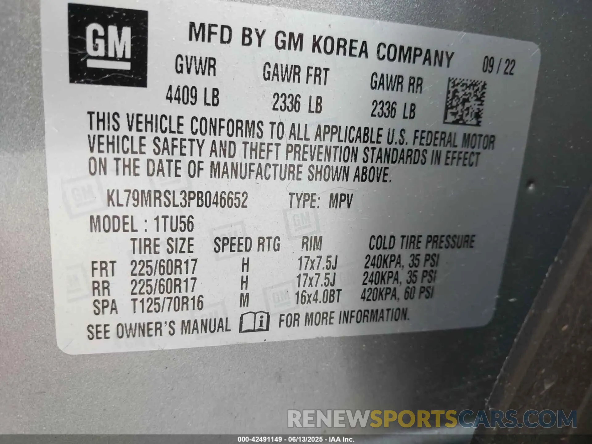 9 fotografías del automóvil dañado KL79MRSL3PB046652 CHEVROLET TRAILBLAZER 2023