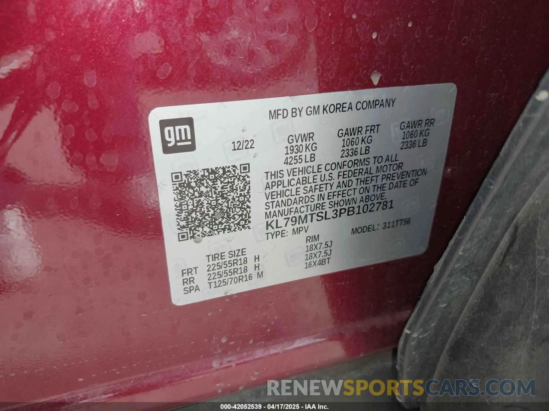 9 fotografías del automóvil dañado KL79MTSL3PB102781 CHEVROLET TRAILBLAZER 2023