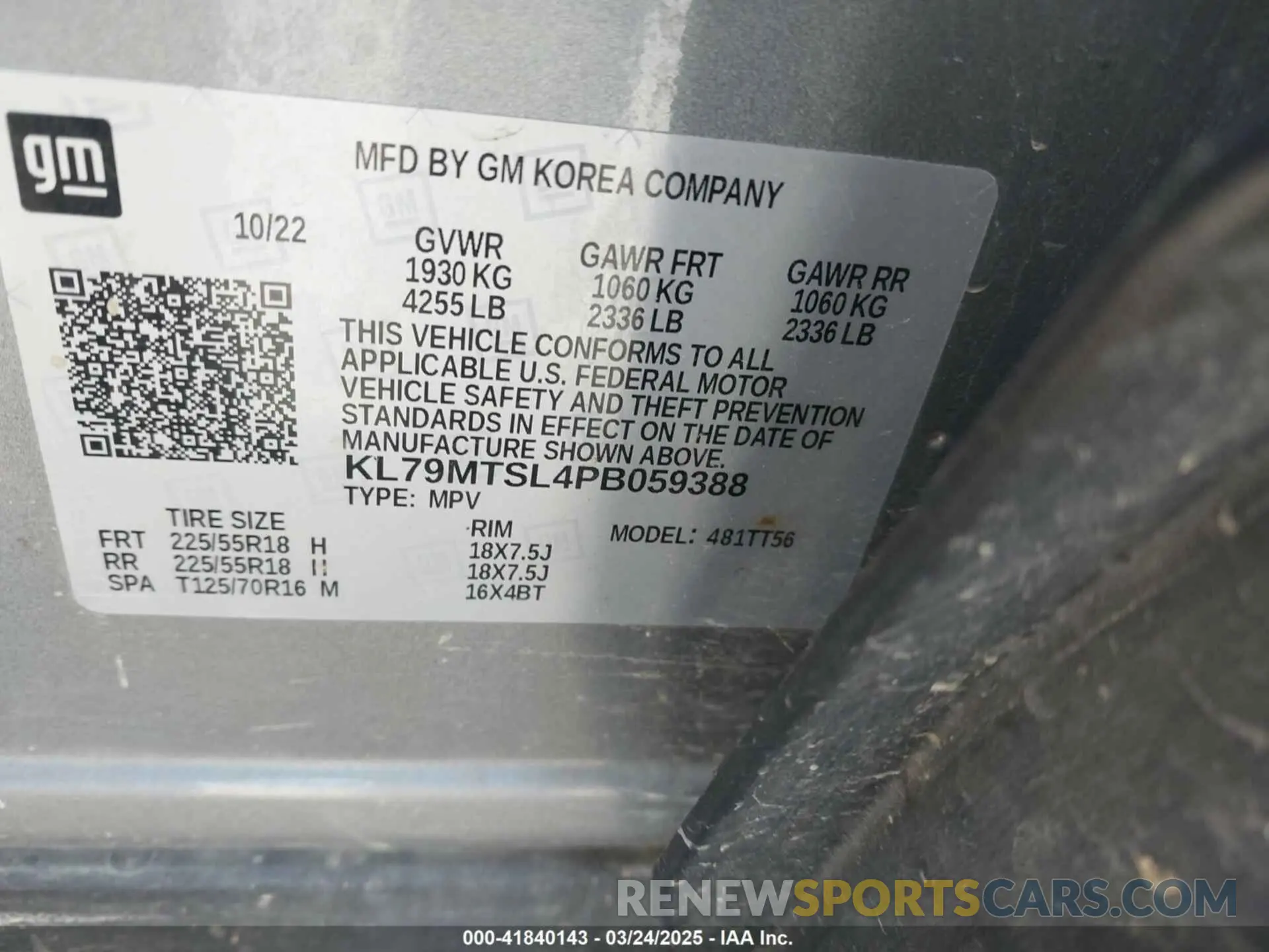 9 fotografías del automóvil dañado KL79MTSL4PB059388 CHEVROLET TRAILBLAZER 2023