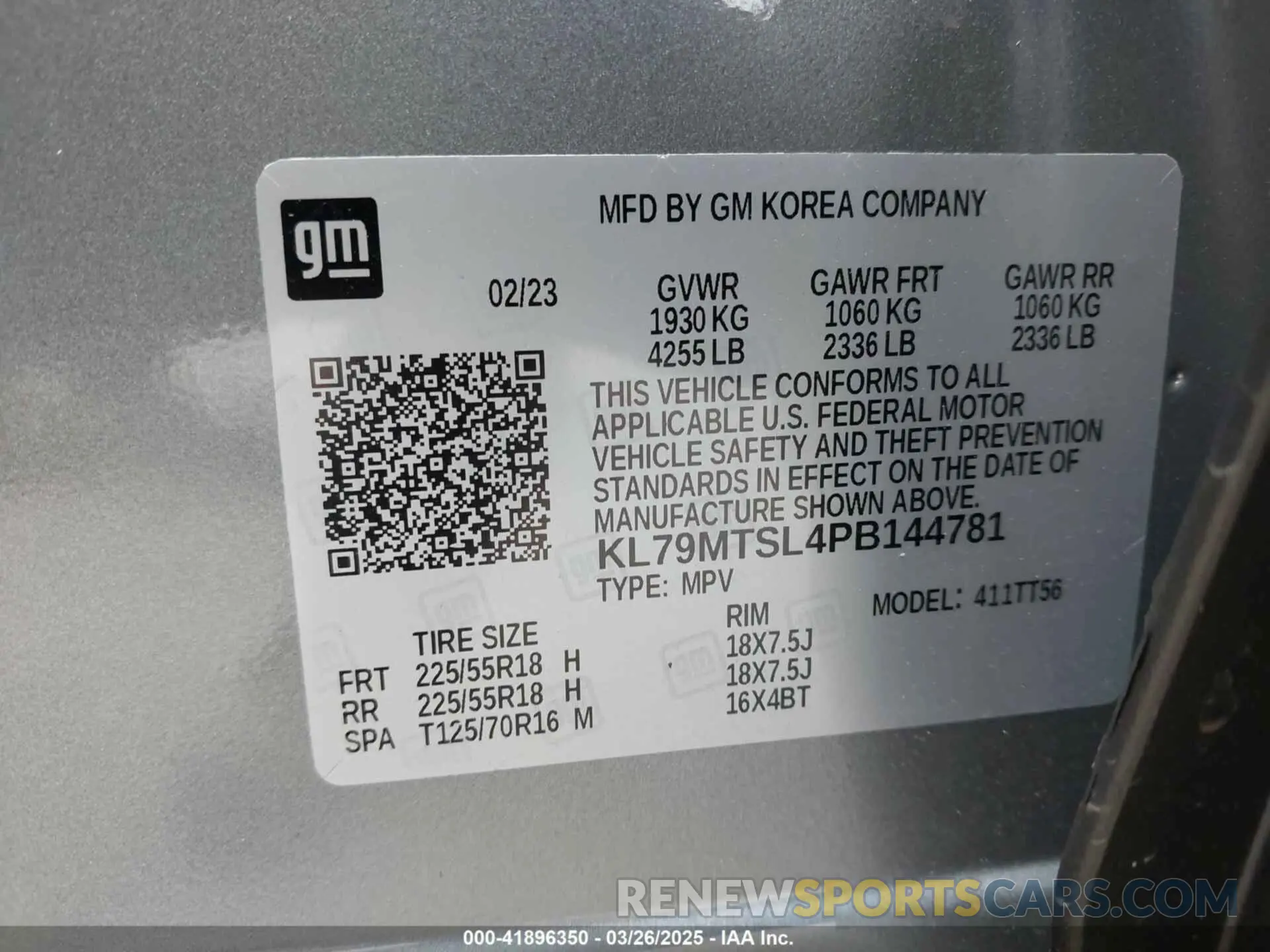 9 fotografías del automóvil dañado KL79MTSL4PB144781 CHEVROLET TRAILBLAZER 2023