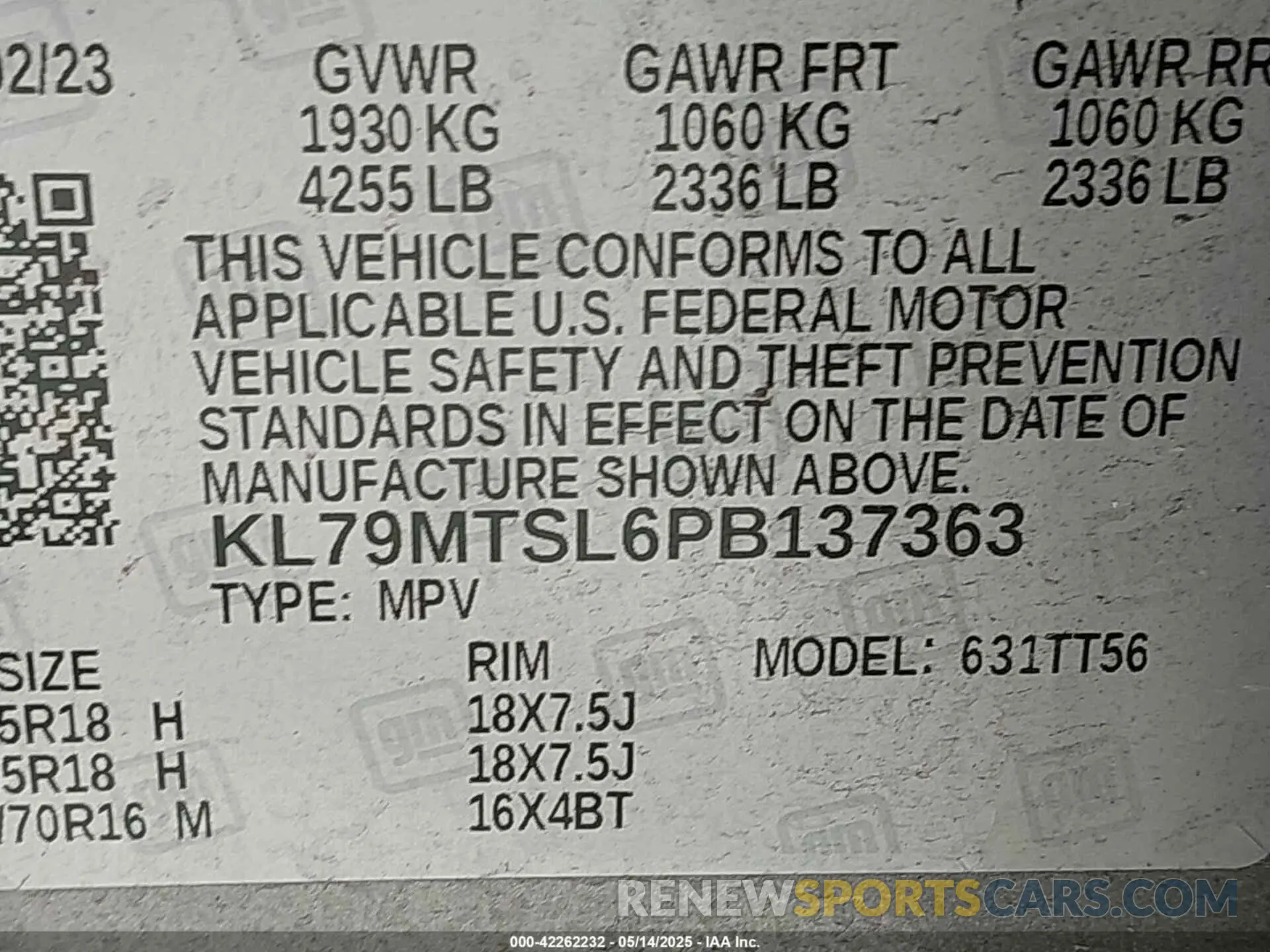 9 fotografías del automóvil dañado KL79MTSL6PB137363 CHEVROLET TRAILBLAZER 2023