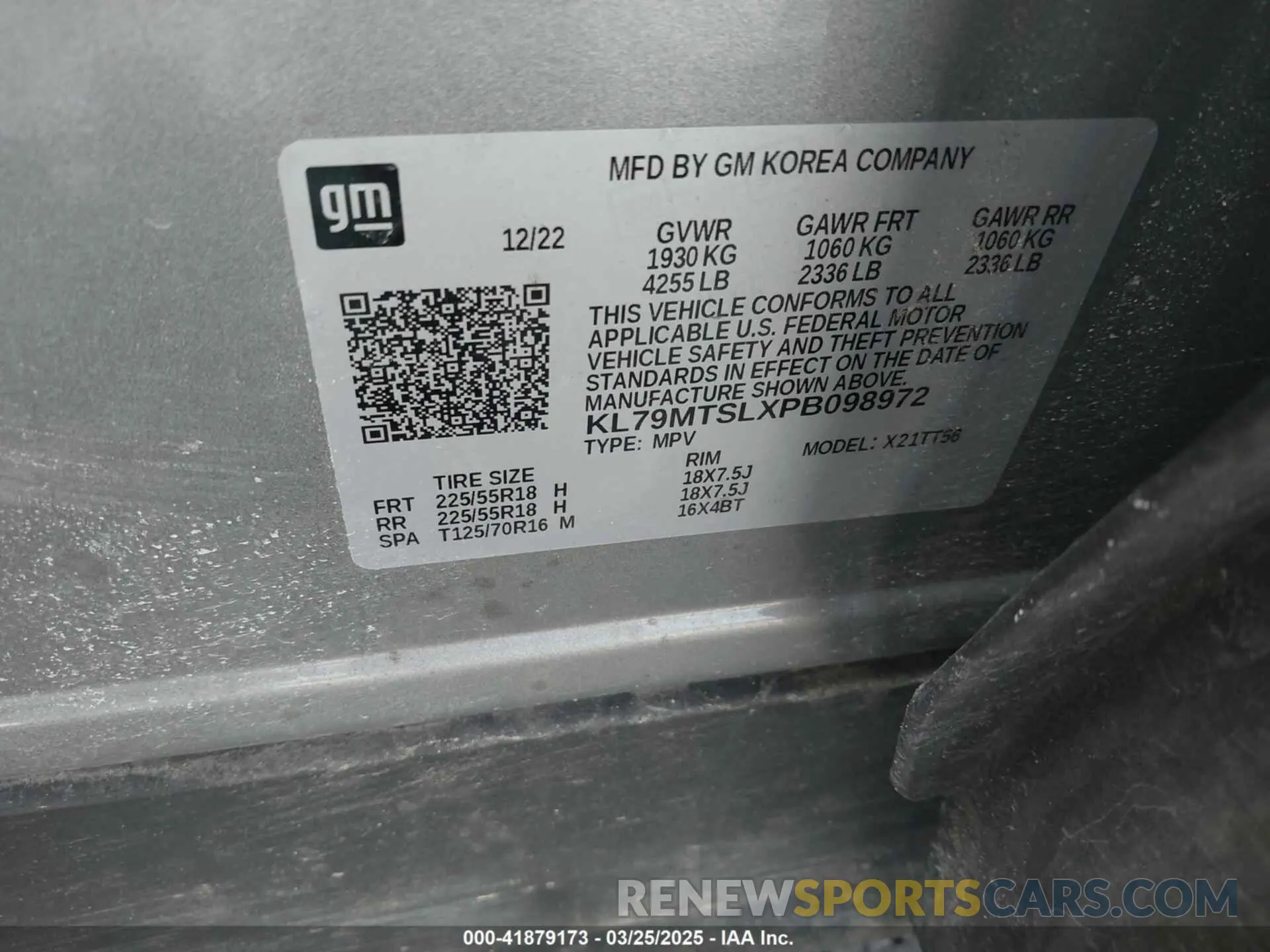 9 fotografías del automóvil dañado KL79MTSLXPB098972 CHEVROLET TRAILBLAZER 2023