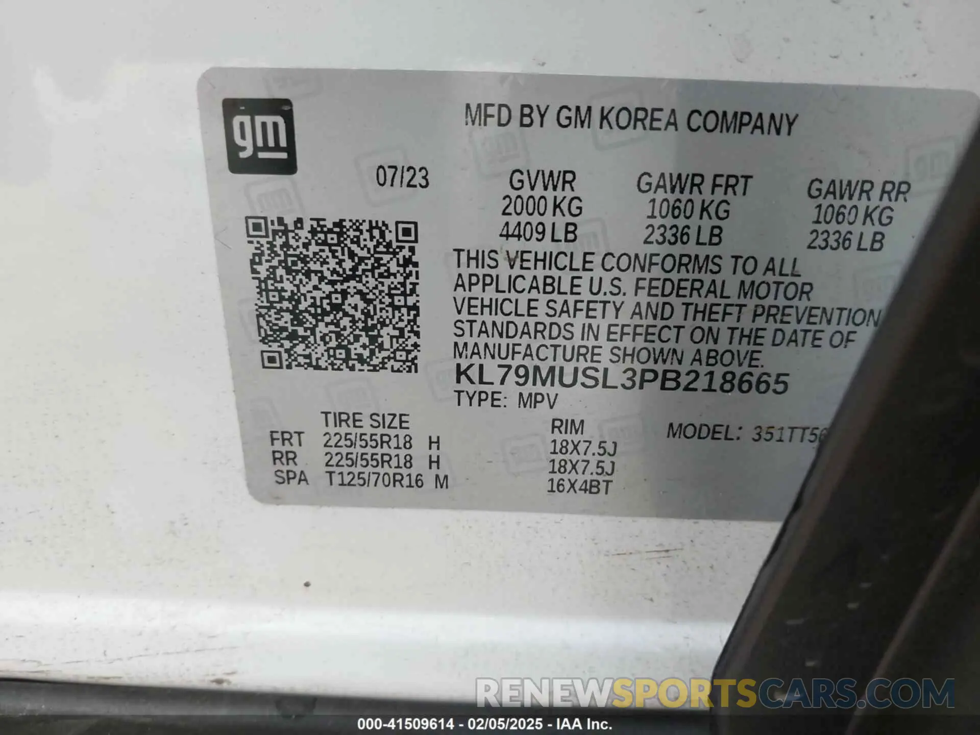 9 fotografías del automóvil dañado KL79MUSL3PB218665 CHEVROLET TRAILBLAZER 2023