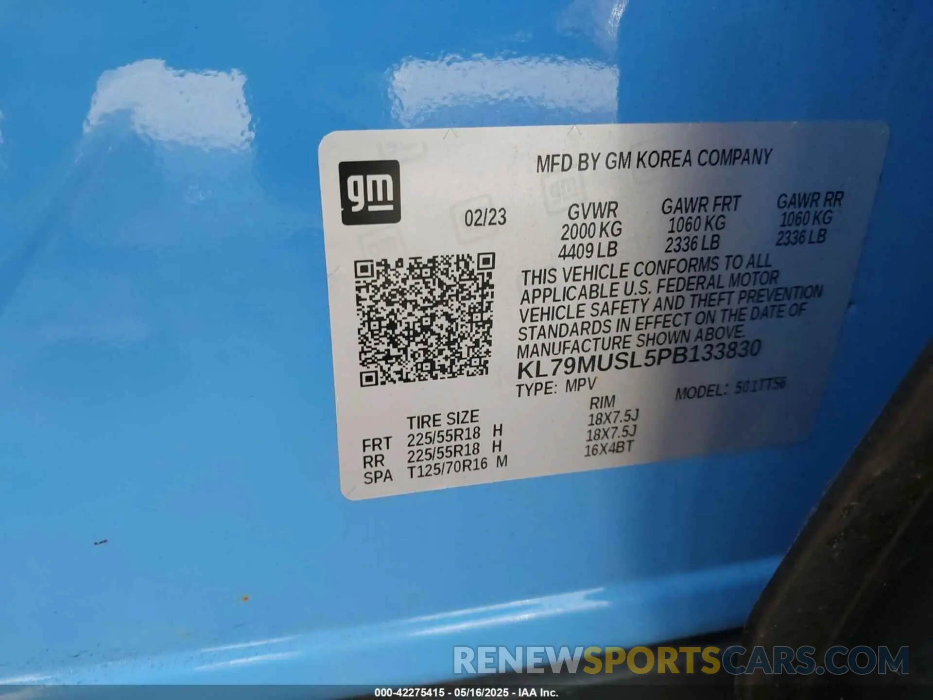 9 fotografías del automóvil dañado KL79MUSL5PB133830 CHEVROLET TRAILBLAZER 2023