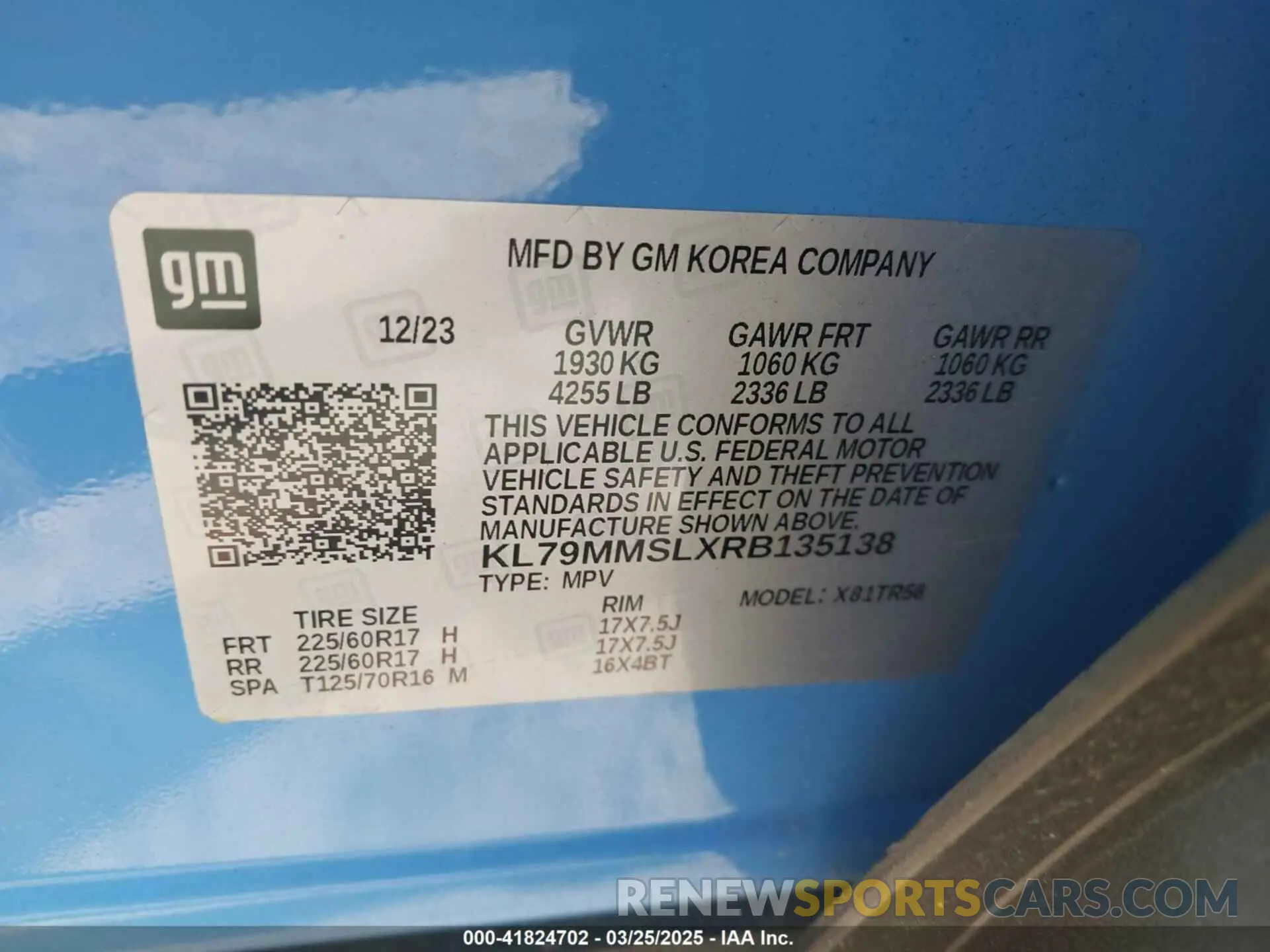 9 fotografías del automóvil dañado KL79MMSLXRB135138 CHEVROLET TRAILBLAZER 2024