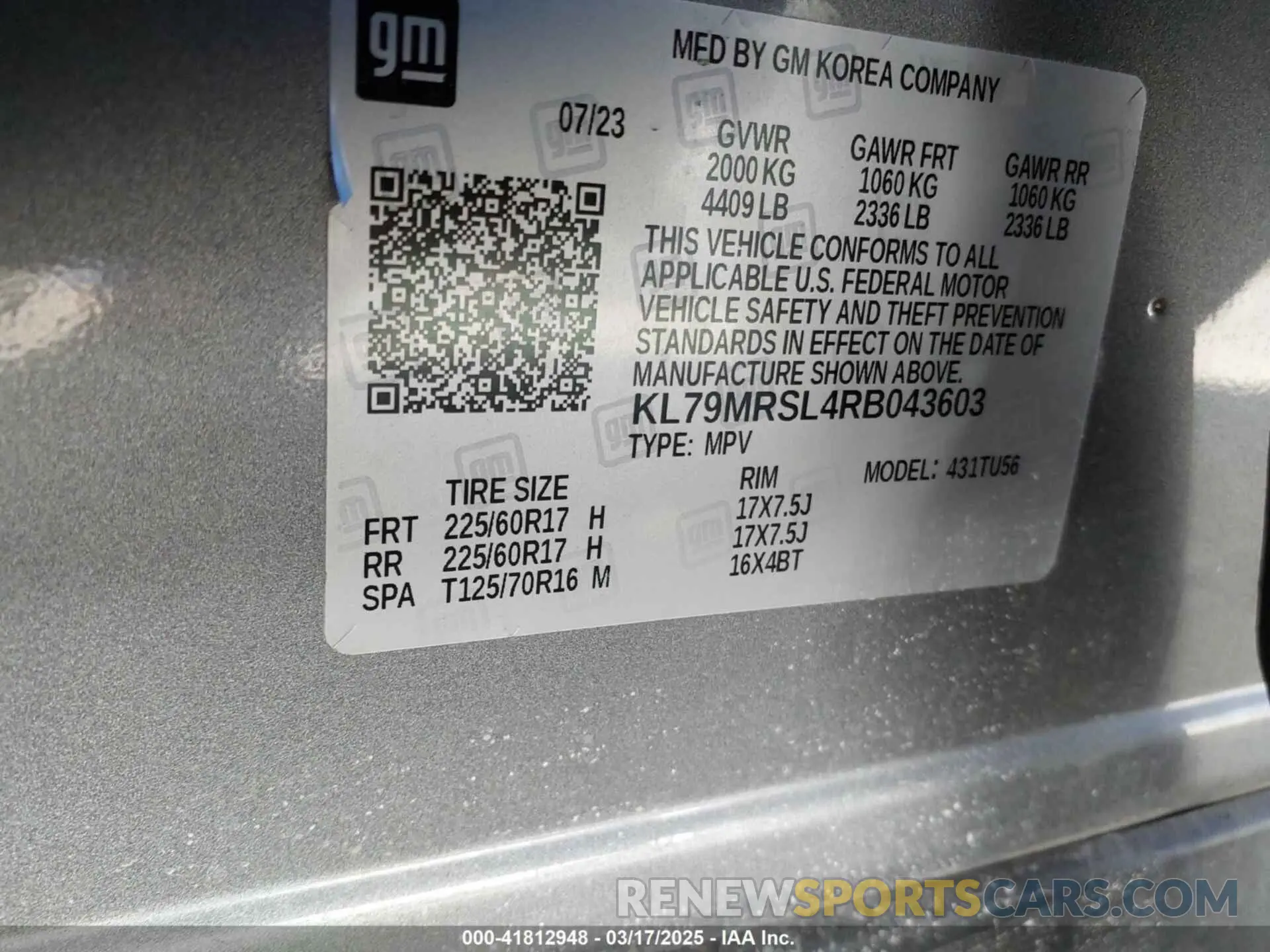 9 fotografías del automóvil dañado KL79MRSL4RB043603 CHEVROLET TRAILBLAZER 2024