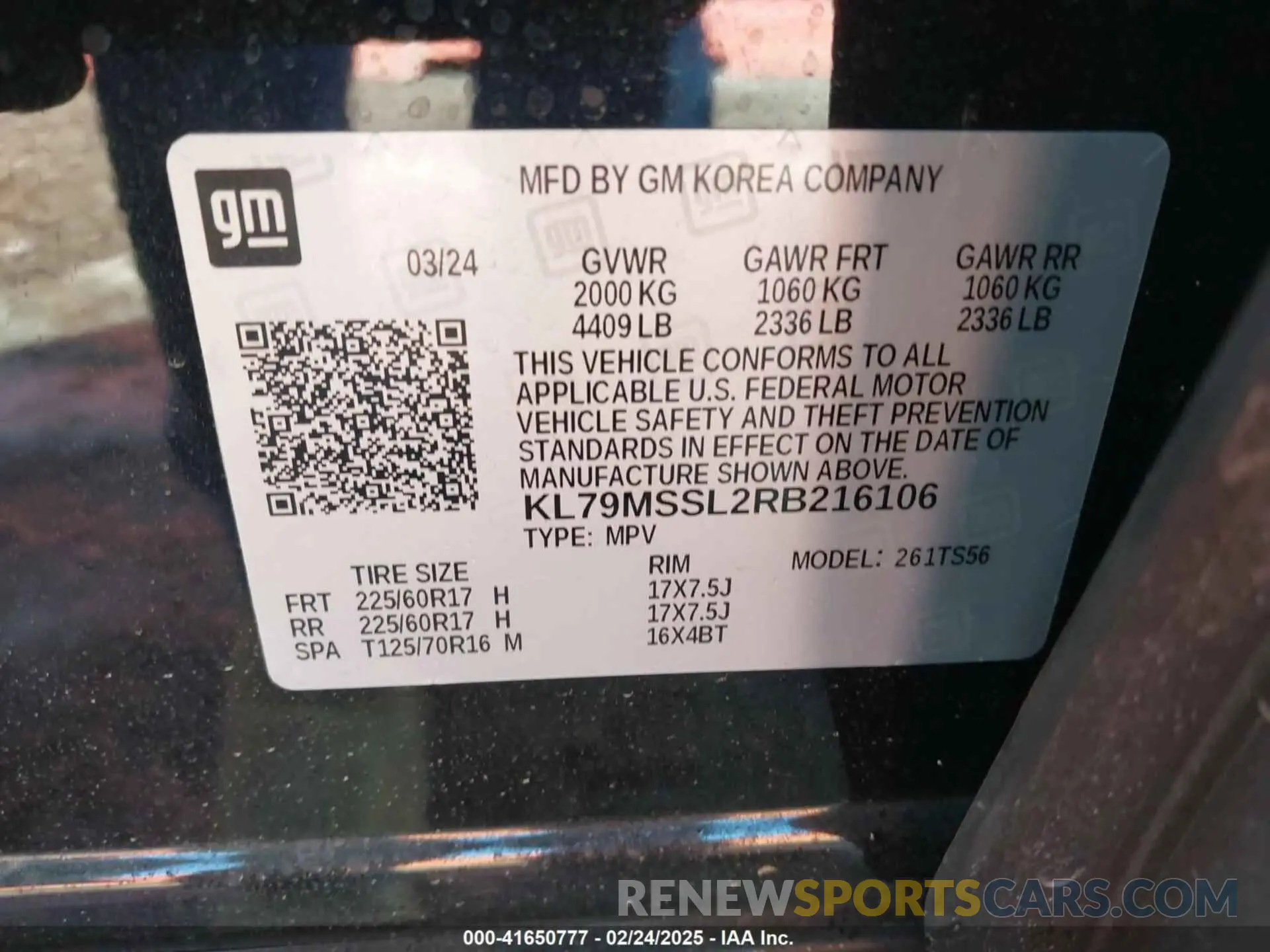 9 fotografías del automóvil dañado KL79MSSL2RB216106 CHEVROLET TRAILBLAZER 2024