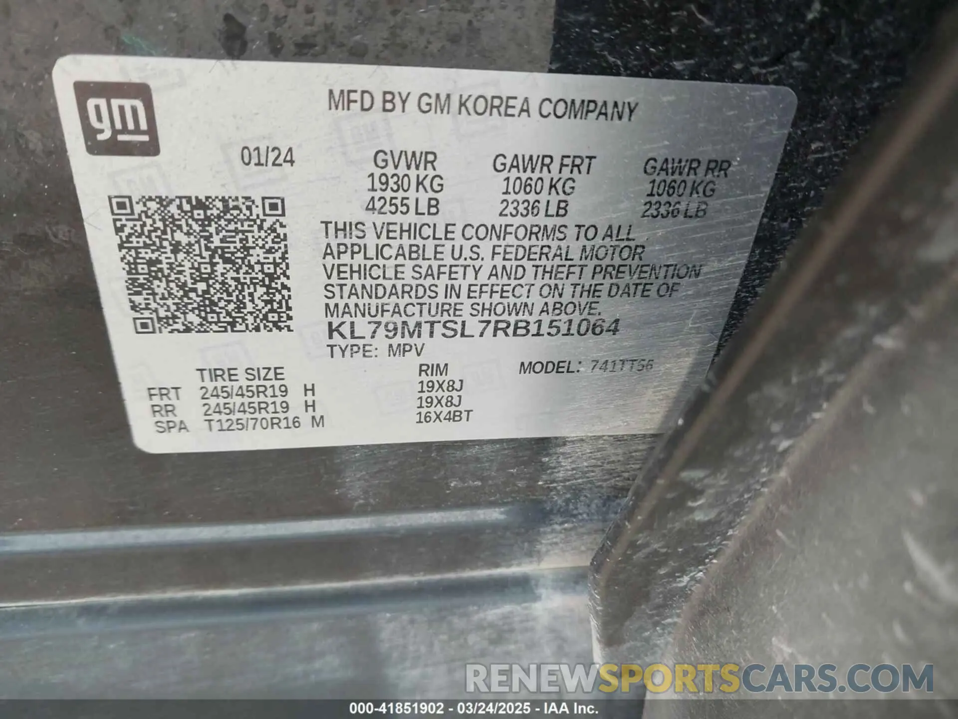 9 fotografías del automóvil dañado KL79MTSL7RB151064 CHEVROLET TRAILBLAZER 2024