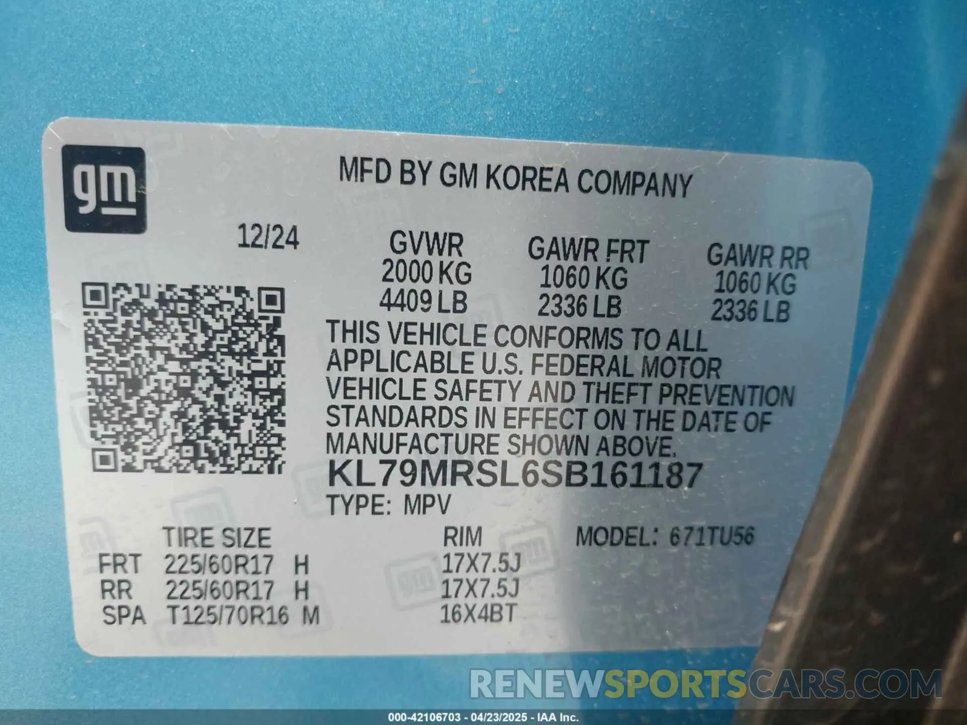9 fotografías del automóvil dañado KL79MRSL6SB161187 CHEVROLET TRAILBLAZER 2025