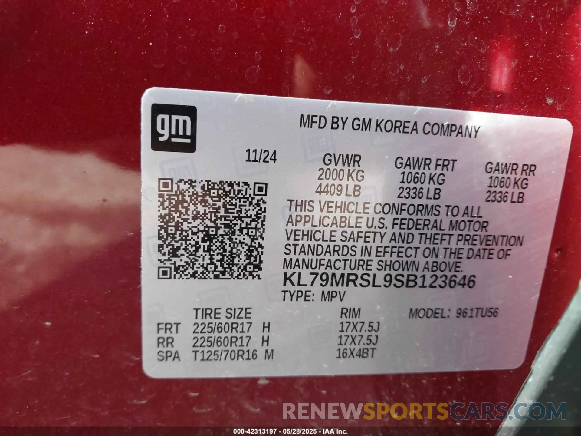 9 fotografías del automóvil dañado KL79MRSL9SB123646 CHEVROLET TRAILBLAZER 2025