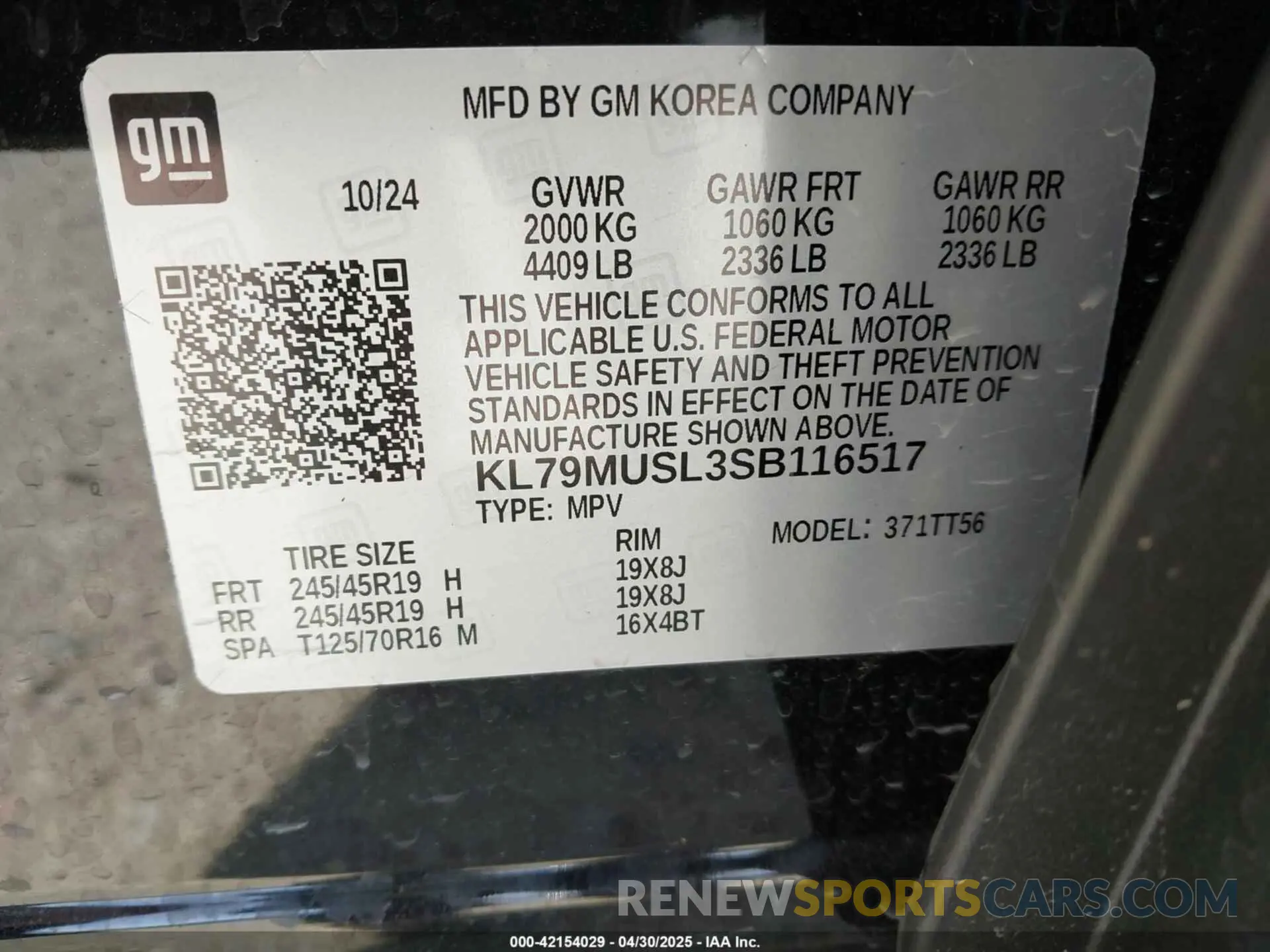 9 fotografías del automóvil dañado KL79MUSL3SB116517 CHEVROLET TRAILBLAZER 2025