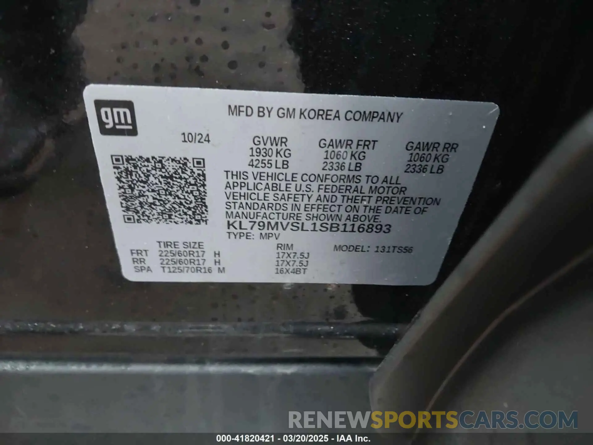 9 fotografías del automóvil dañado KL79MVSL1SB116893 CHEVROLET TRAILBLAZER 2025