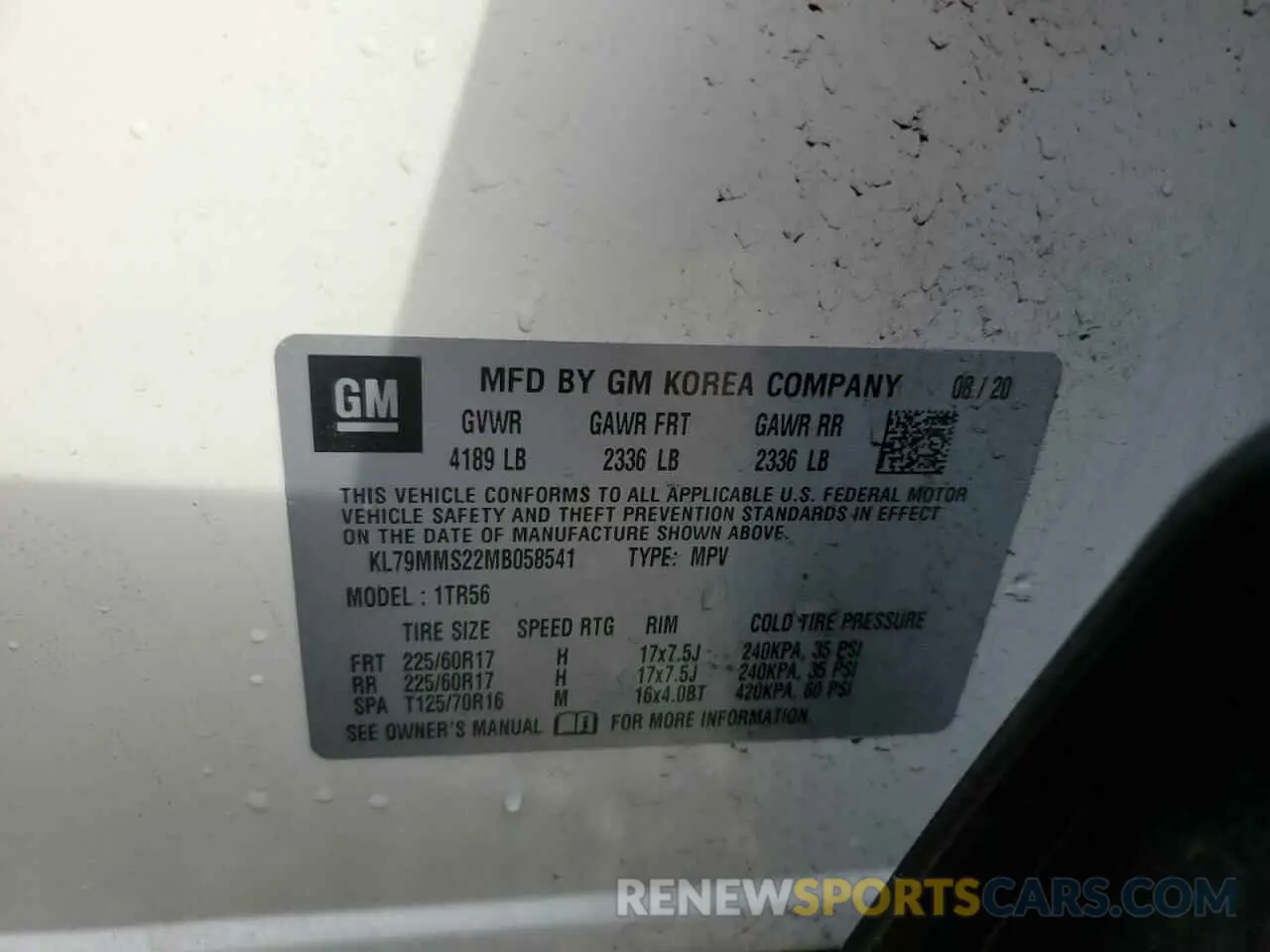 13 fotografías del automóvil dañado KL79MMS22MB058541 CHEVROLET TRAILBLZR 2021