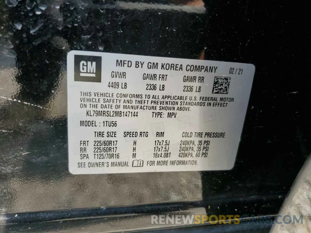 13 fotografías del automóvil dañado KL79MRSL2MB147144 CHEVROLET TRAILBLZR 2021