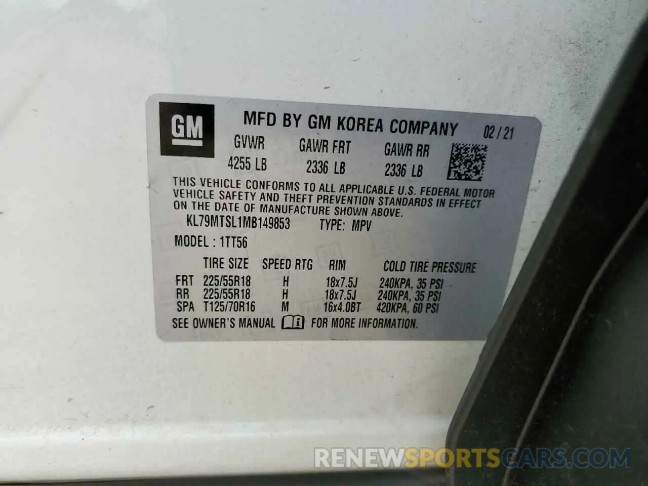 13 fotografías del automóvil dañado KL79MTSL1MB149853 CHEVROLET TRAILBLZR 2021
