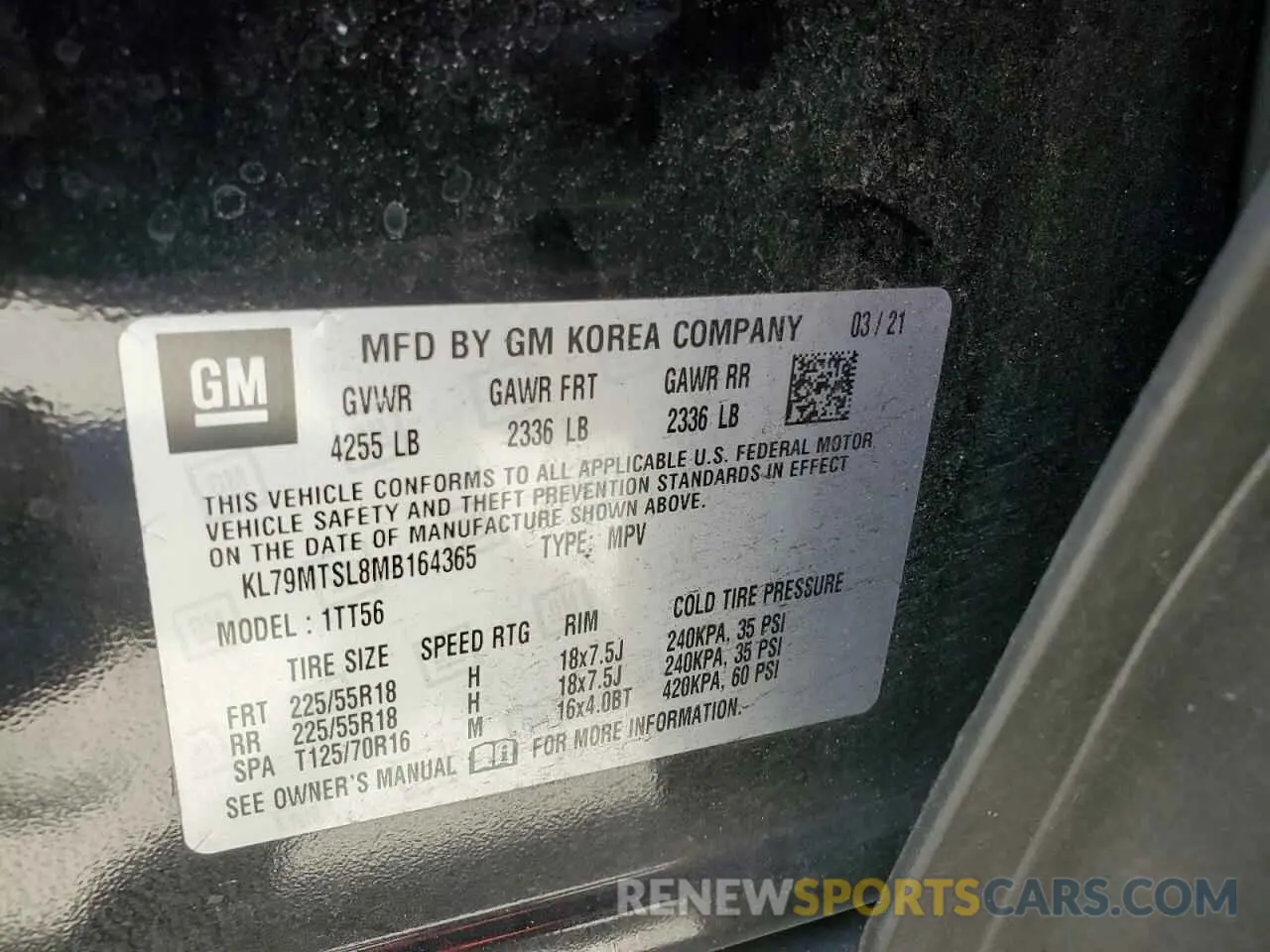 13 fotografías del automóvil dañado KL79MTSL8MB164365 CHEVROLET TRAILBLZR 2021