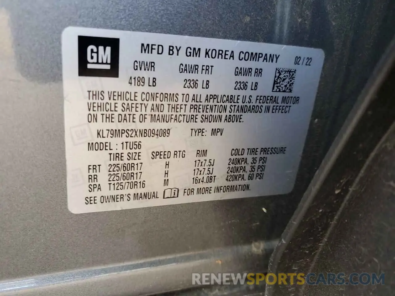 12 fotografías del automóvil dañado KL79MPS2XNB094089 CHEVROLET TRAILBLZR 2022