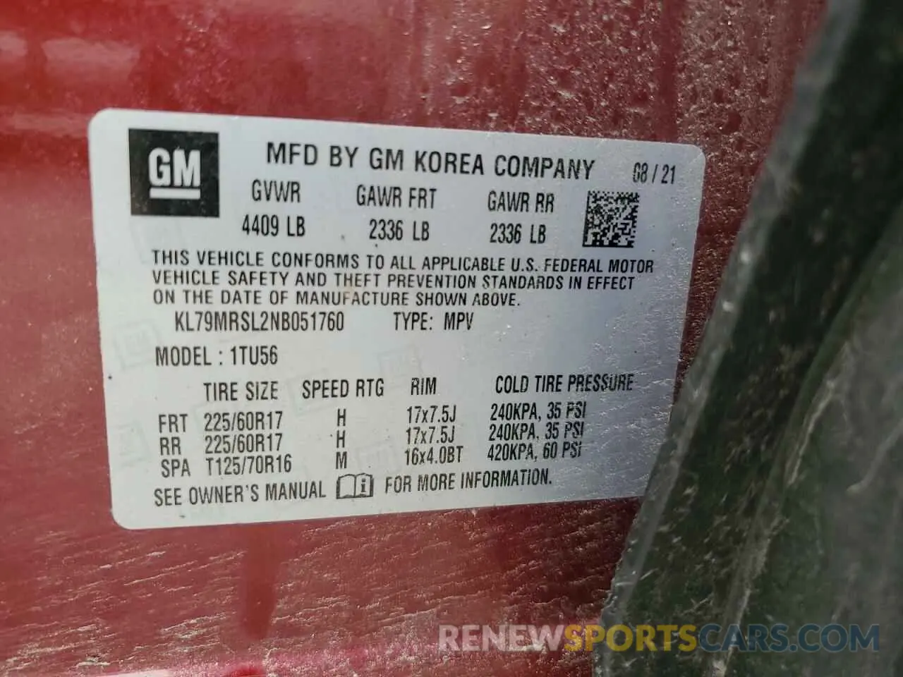 14 fotografías del automóvil dañado KL79MRSL2NB051760 CHEVROLET TRAILBLZR 2022