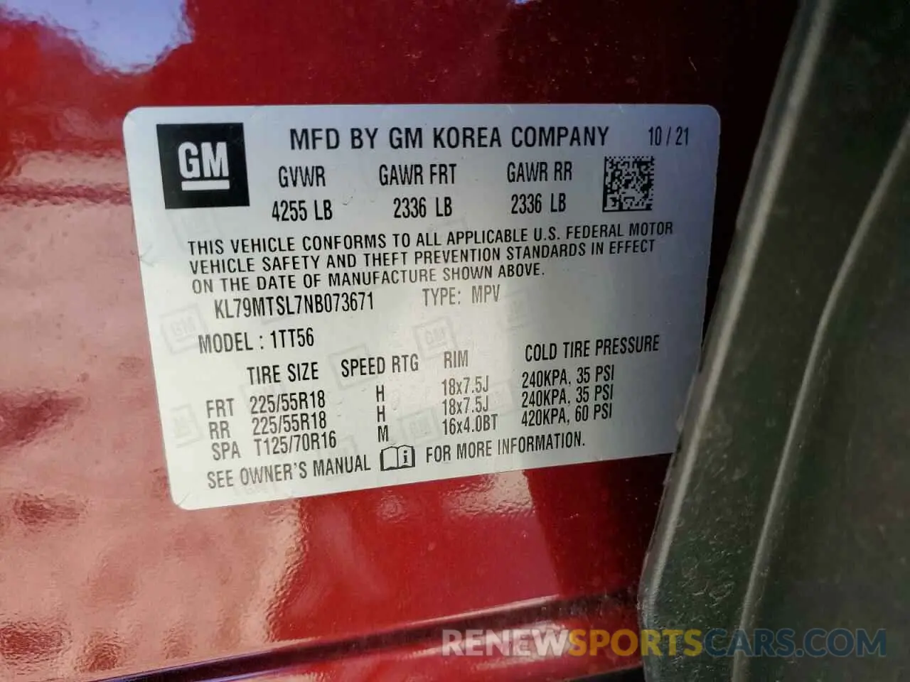 14 fotografías del automóvil dañado KL79MTSL7NB073671 CHEVROLET TRAILBLZR 2022