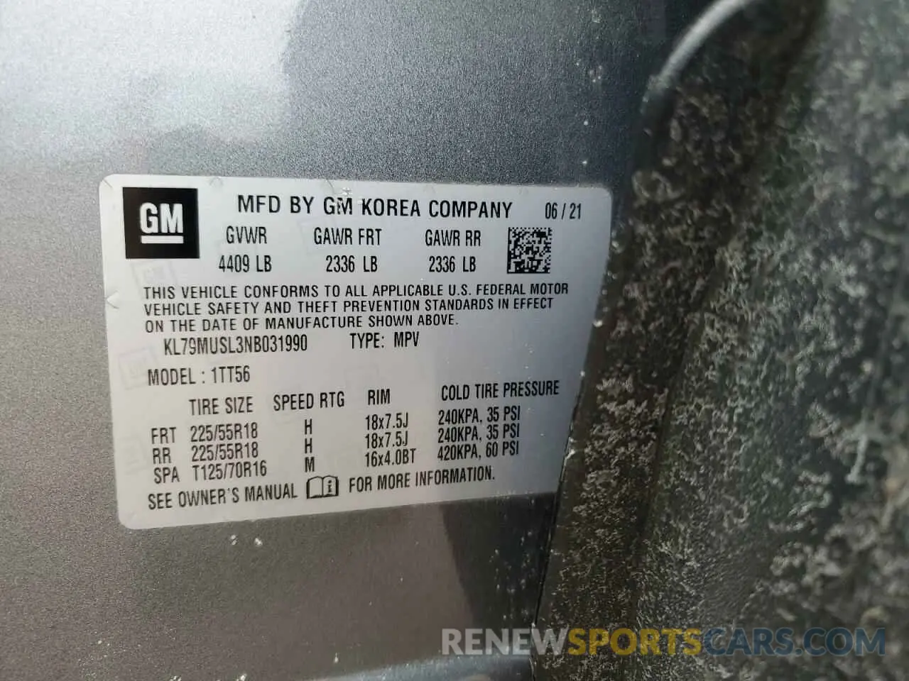 13 fotografías del automóvil dañado KL79MUSL3NB031990 CHEVROLET TRAILBLZR 2022