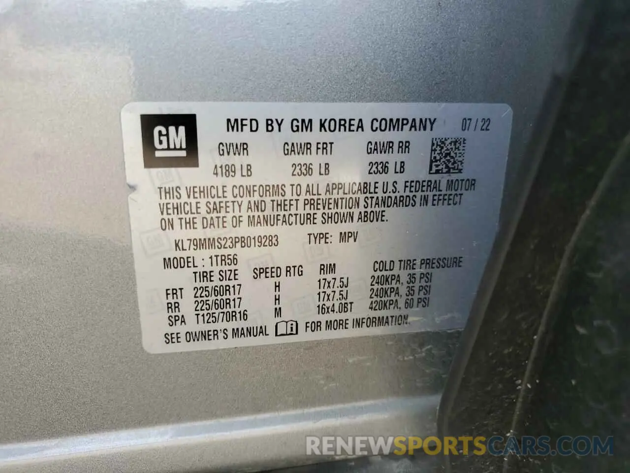 12 fotografías del automóvil dañado KL79MMS23PB019283 CHEVROLET TRAILBLZR 2023