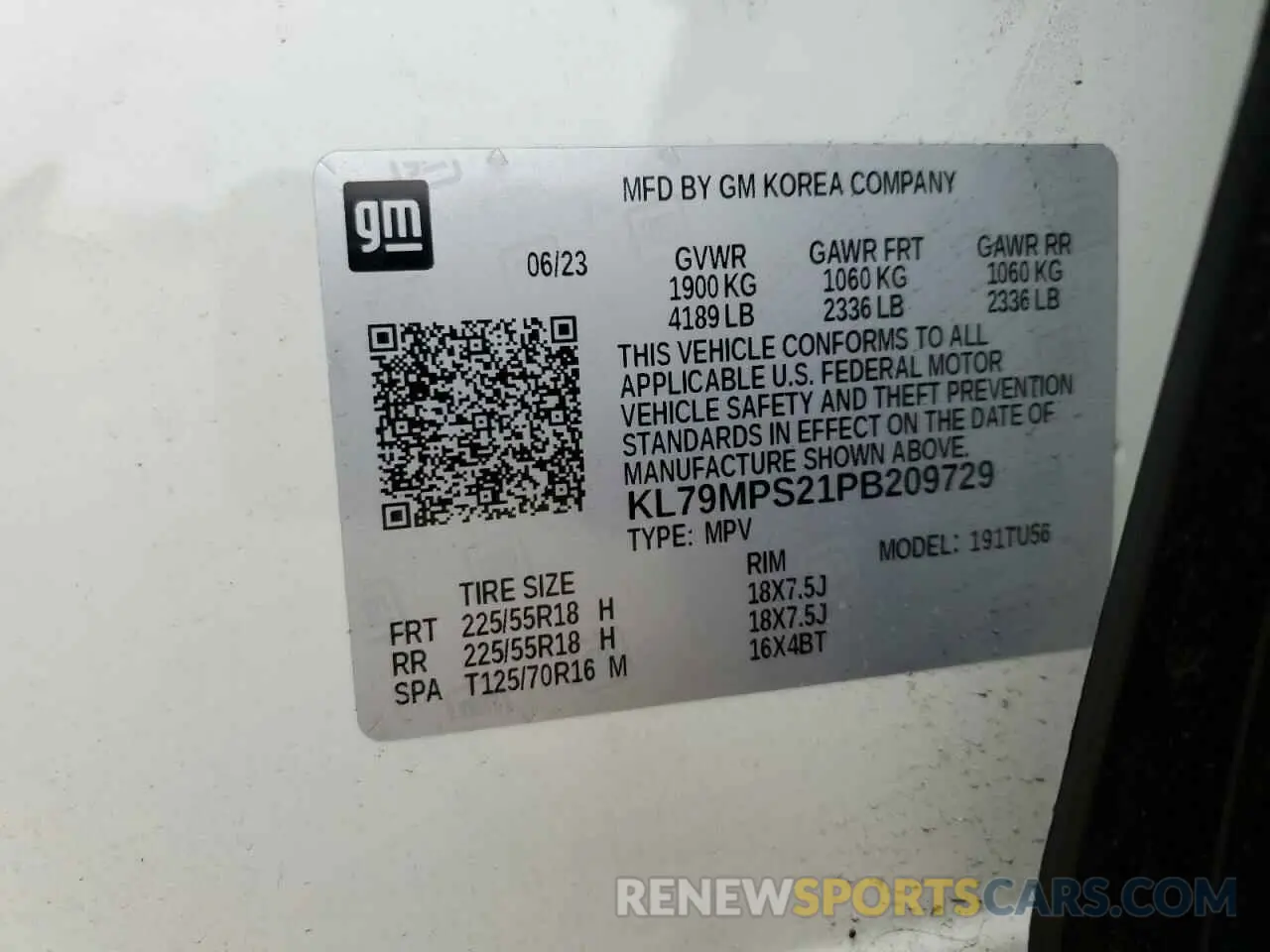 12 fotografías del automóvil dañado KL79MPS21PB209729 CHEVROLET TRAILBLZR 2023