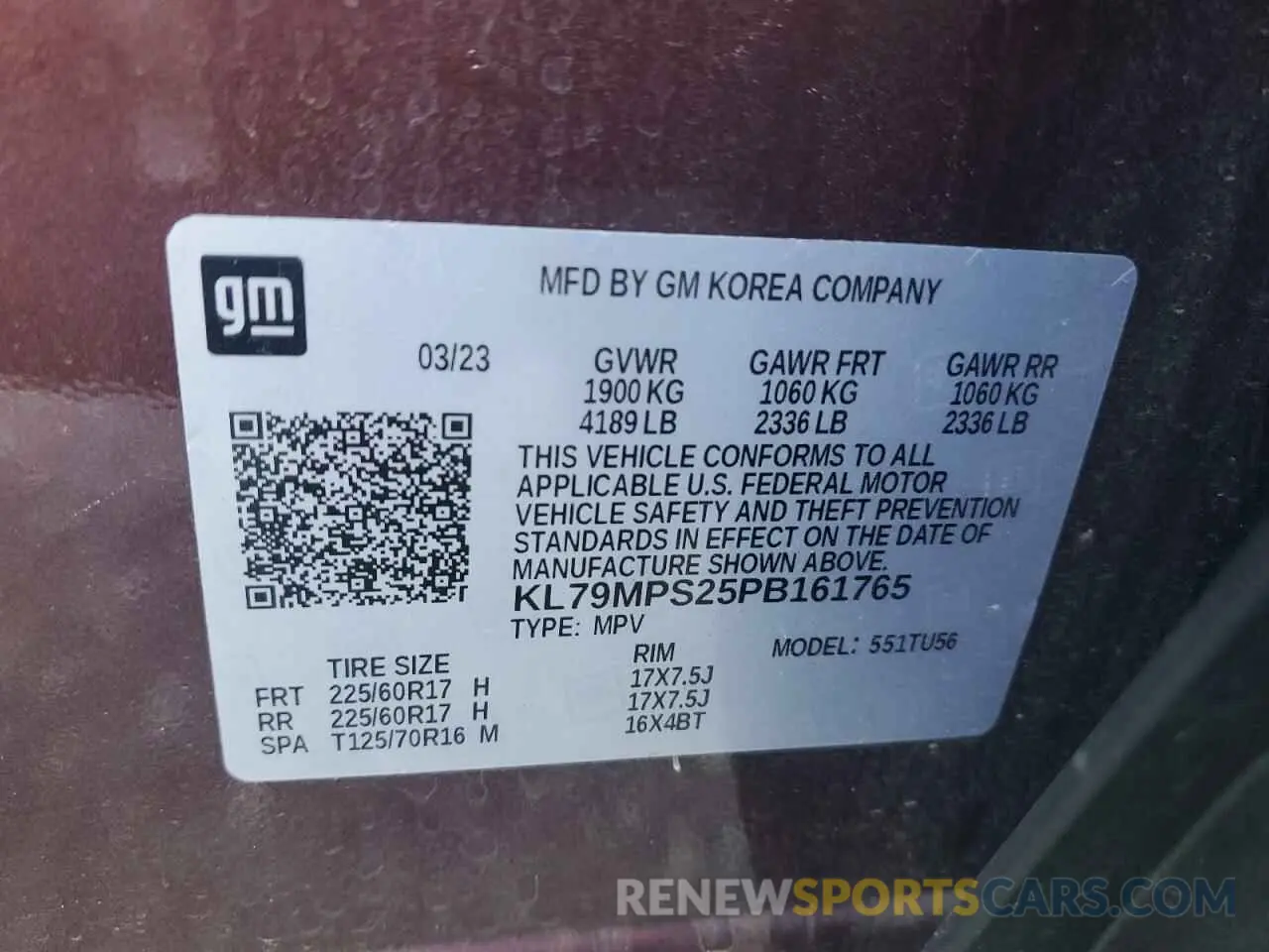 12 fotografías del automóvil dañado KL79MPS25PB161765 CHEVROLET TRAILBLZR 2023