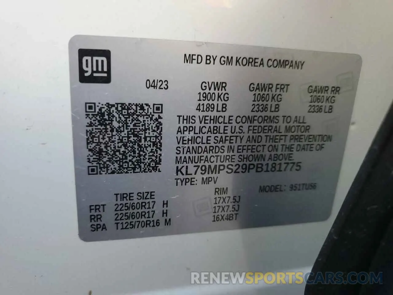 13 fotografías del automóvil dañado KL79MPS29PB181775 CHEVROLET TRAILBLZR 2023